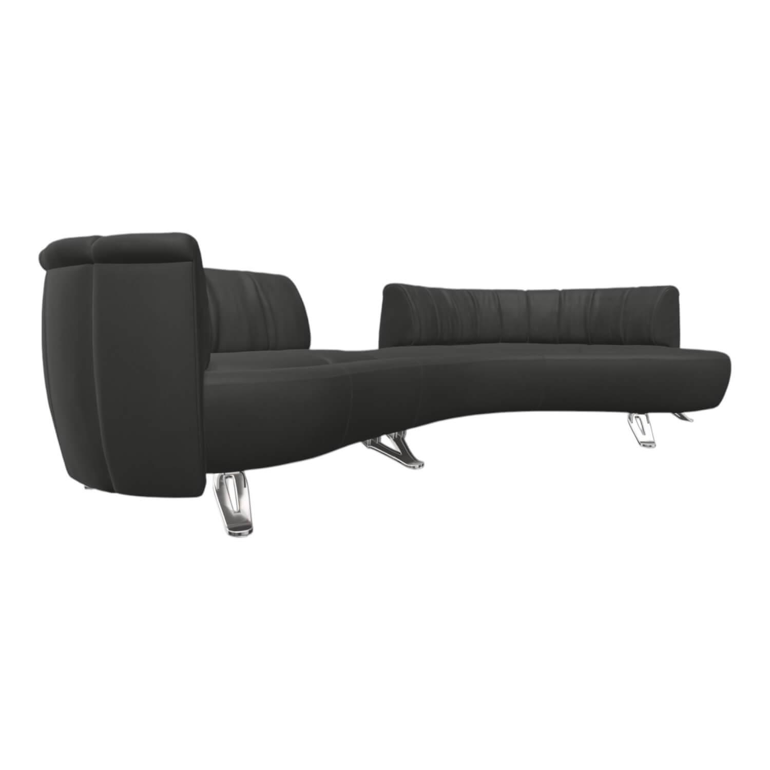 De Sede - Ecksofa DS 1064 River Leder Select 2411 Black Schwarz Füße Hochglanz Verchromt - 4