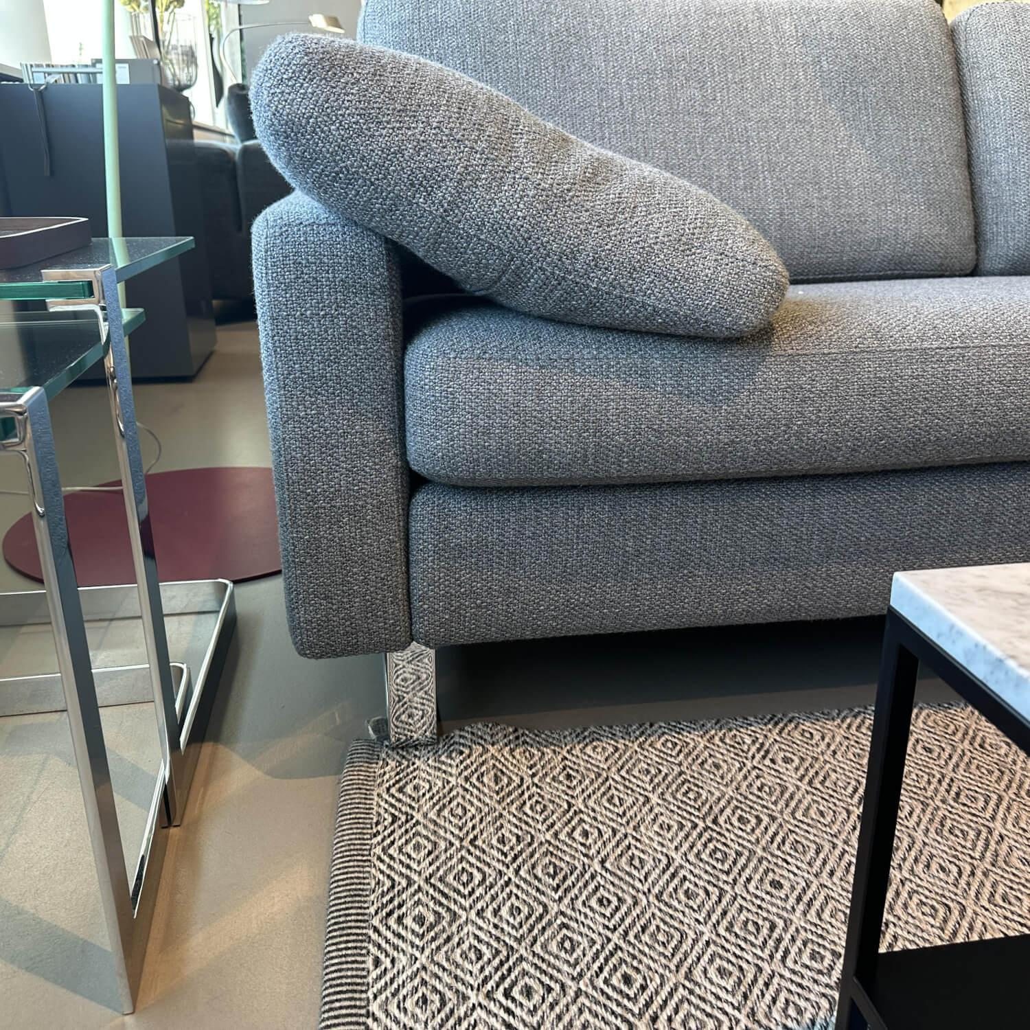 COR - Ecksofa Conseta Stoff 5016 Mittelgrau Grau Gestell Metall Verchromt Inklusive Armkissen - 6