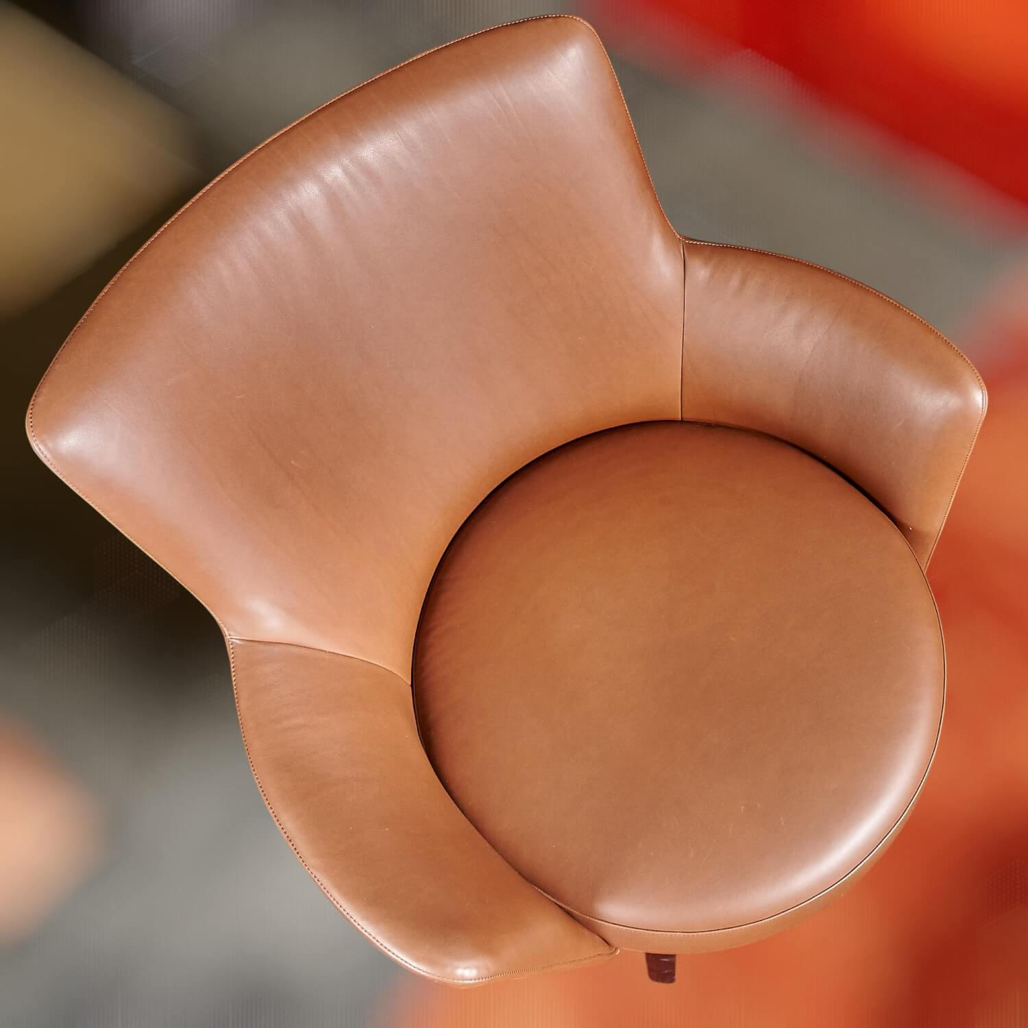 Bielefelder Werkstätten - Polo Cocktail Hochlehnsessel Leder Provence Braun mit Drehfunktion - 9
