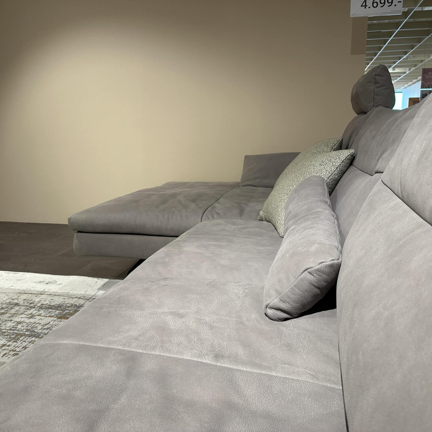 W. Schillig - Ecksofa 16741 seventy5 Leder Steel (LK50) Grau Fuß FT9 M99 Schwarz Mit Sitztiefenverstellung - 2