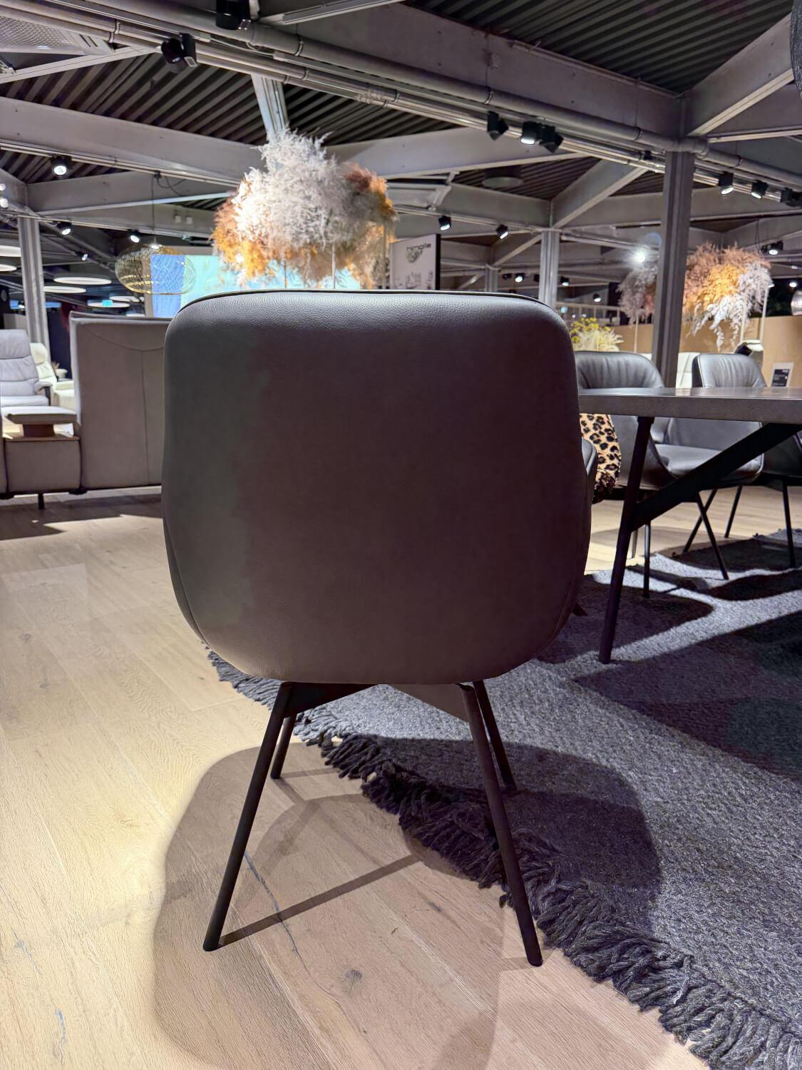 himolla - Armlehnstuhl Dining 1473 Leder 35 Mariposa Onyx Schwarz Gestell Metall Anthrazit Mit Rückholfeder - 5