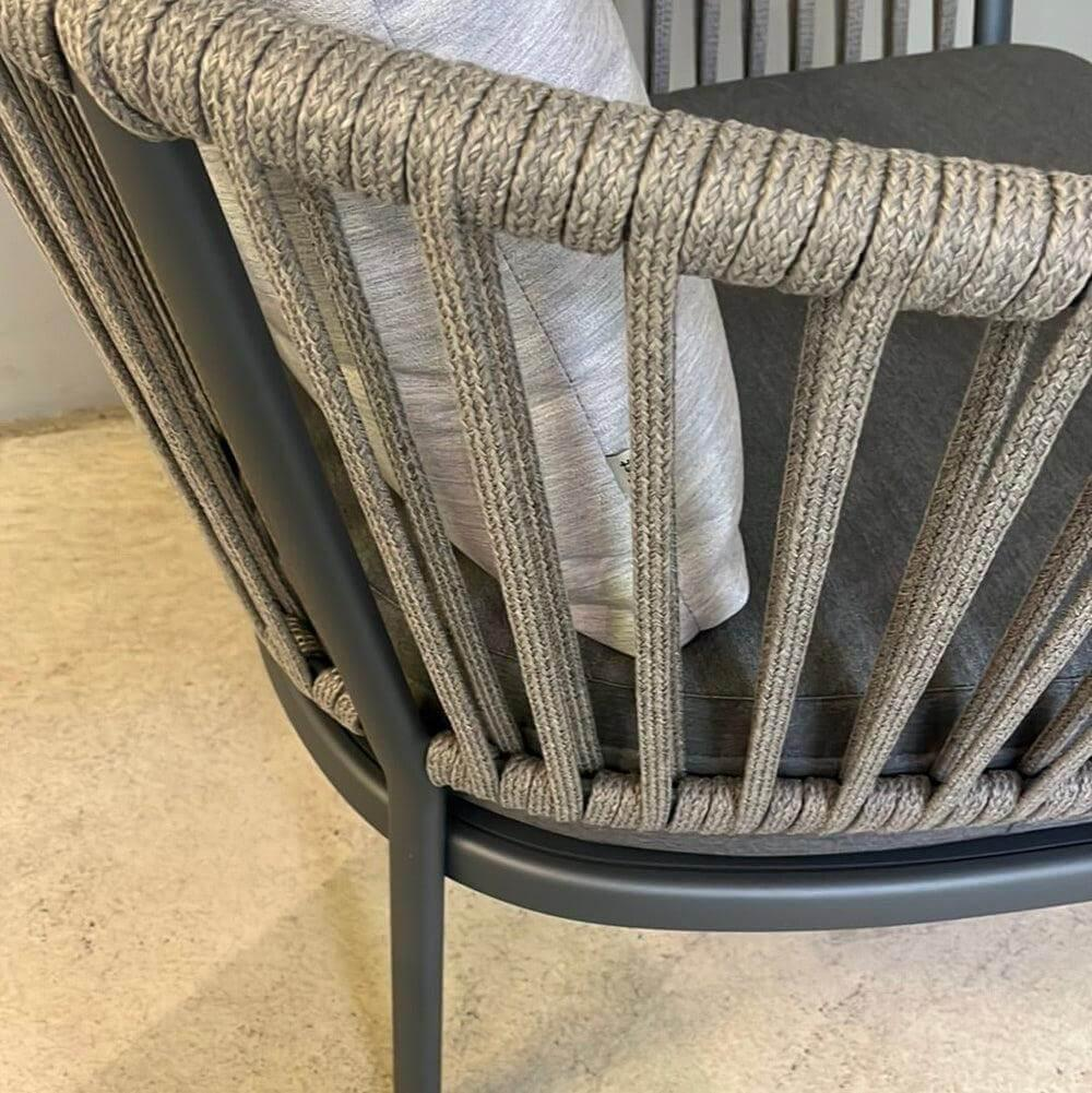 Fast - Outdoor Lounge Sessel Ria Rücken Seil Geflochten Braun Grau Gestell Aluminium Rock Liso Graph Grau Lackiert - 9