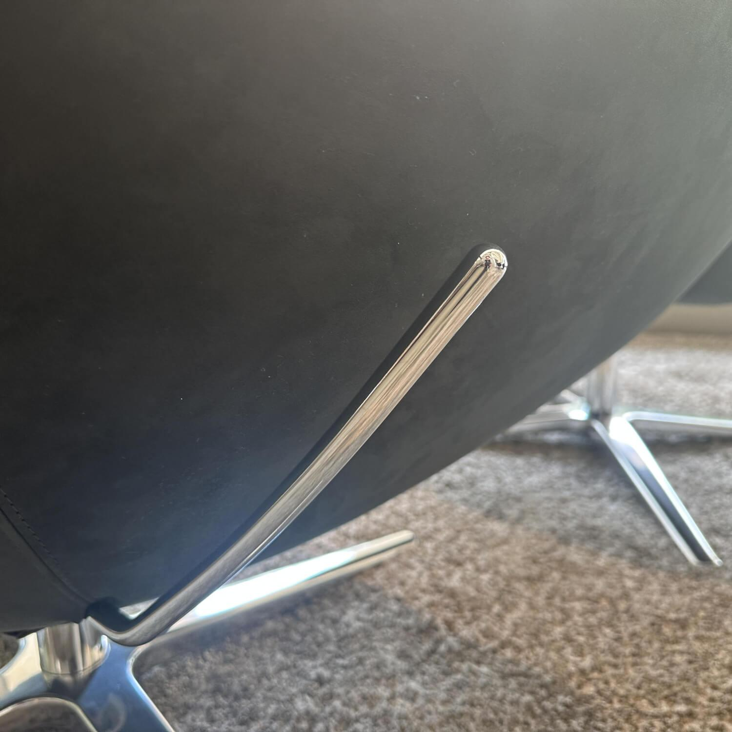 Leolux - Relaxsessel Caruzzo Leder Danza 100 Phantom Anthrazit Fuß Pure 4 Strahlig Aluminium Poliert Mit Hocker - 3