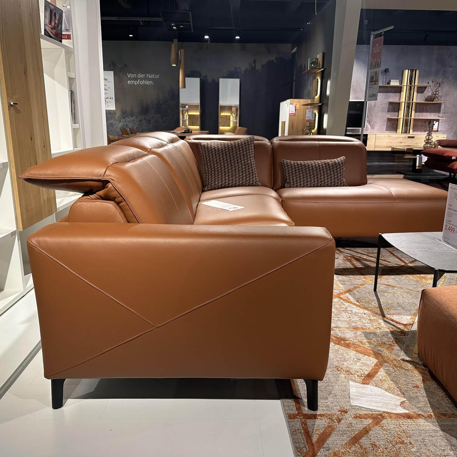 Mondo - Ecksofa Ensemble Sallin Leder Montana Cognac Braun Füße Schwarz - 6
