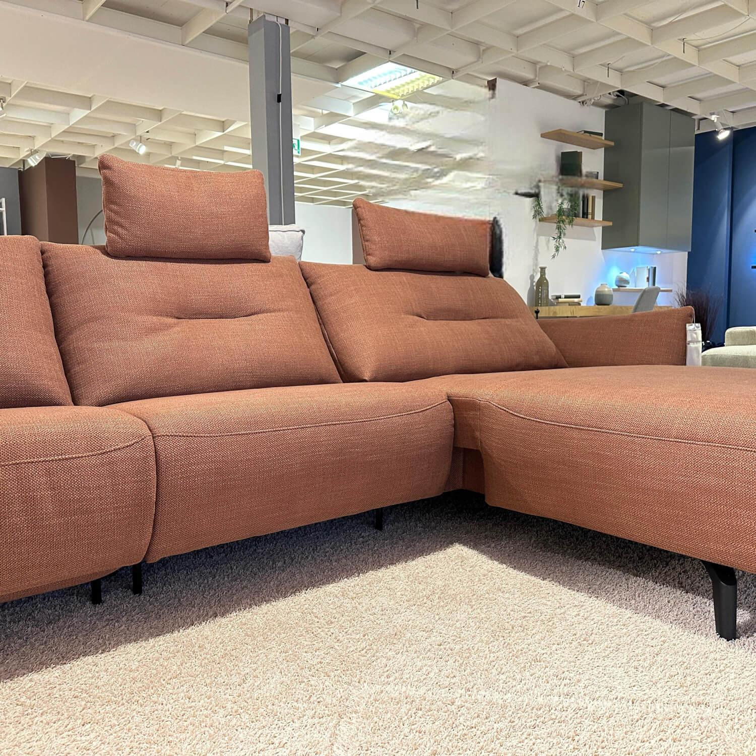 Global - Ecksofa Bahia Stoff S GFI154 08 Rot Braun Fuß S342 Schwarz Inklusive Nackenstütze - 2