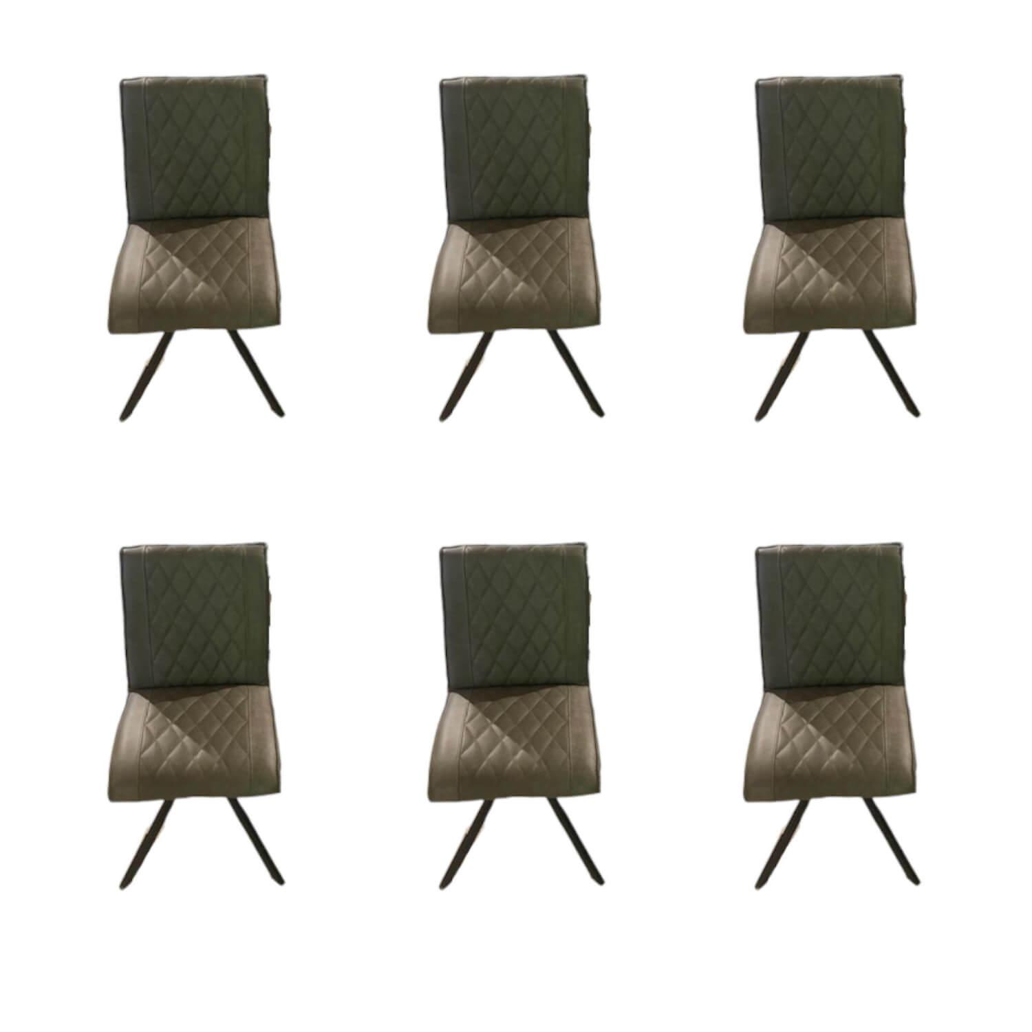 Natura - 6er Set Stuhl Cambridge Leder Rebound 401 RBND Taupe Grau Gestell Metall Schwarz Pulverbeschichtet - 1