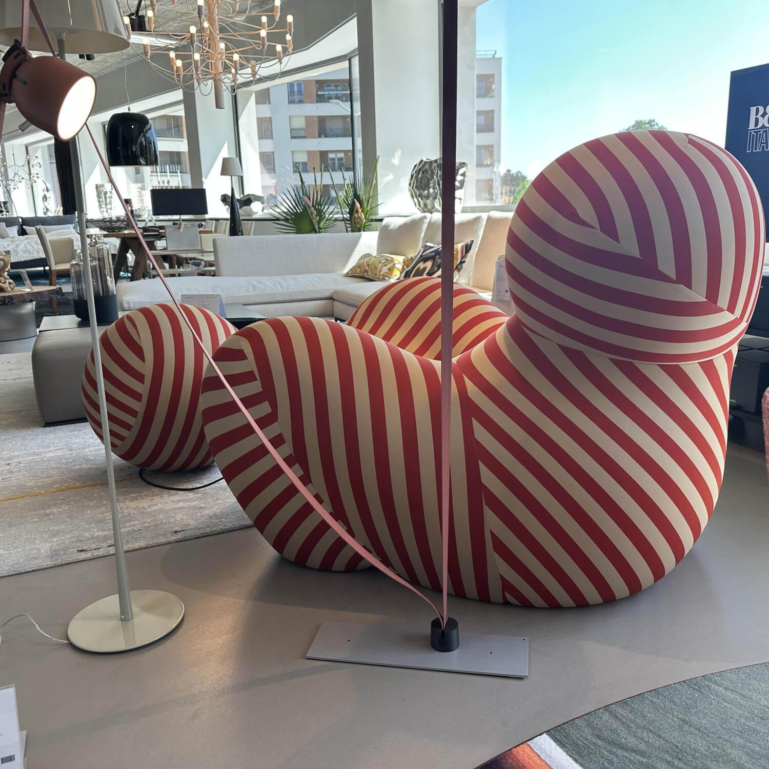 B&B Italia - Sessel Up 2000 Stoff Soara 06 Gestreift Orange Beige Inklusive Hocker Ball - 4