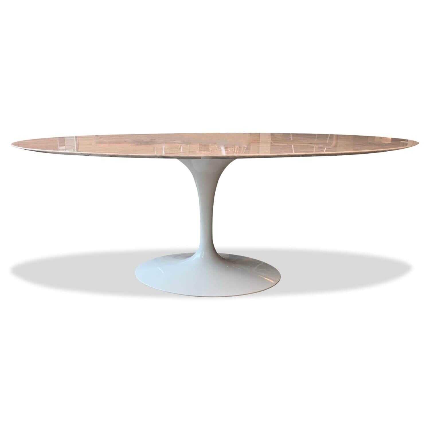 Knoll International - Tisch Tulip Saarinen Oval Marmor Statuarietto MSTS Fuß Aluminiumformguss - 1
