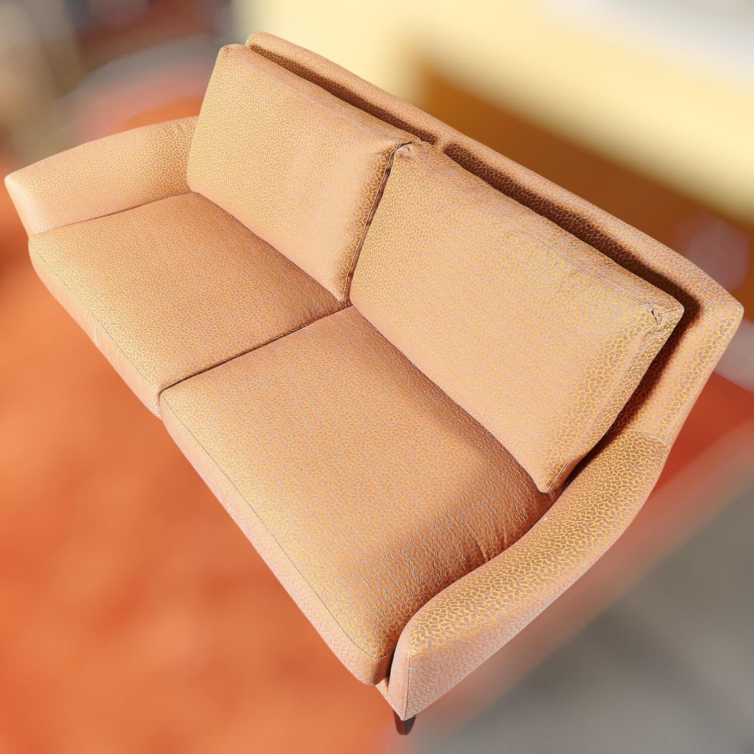 Bielefelder Werkstätten - Coco Sofa 2/80 Stoff Natura 9-2461-060 Orange Grau Füße Braun - 6