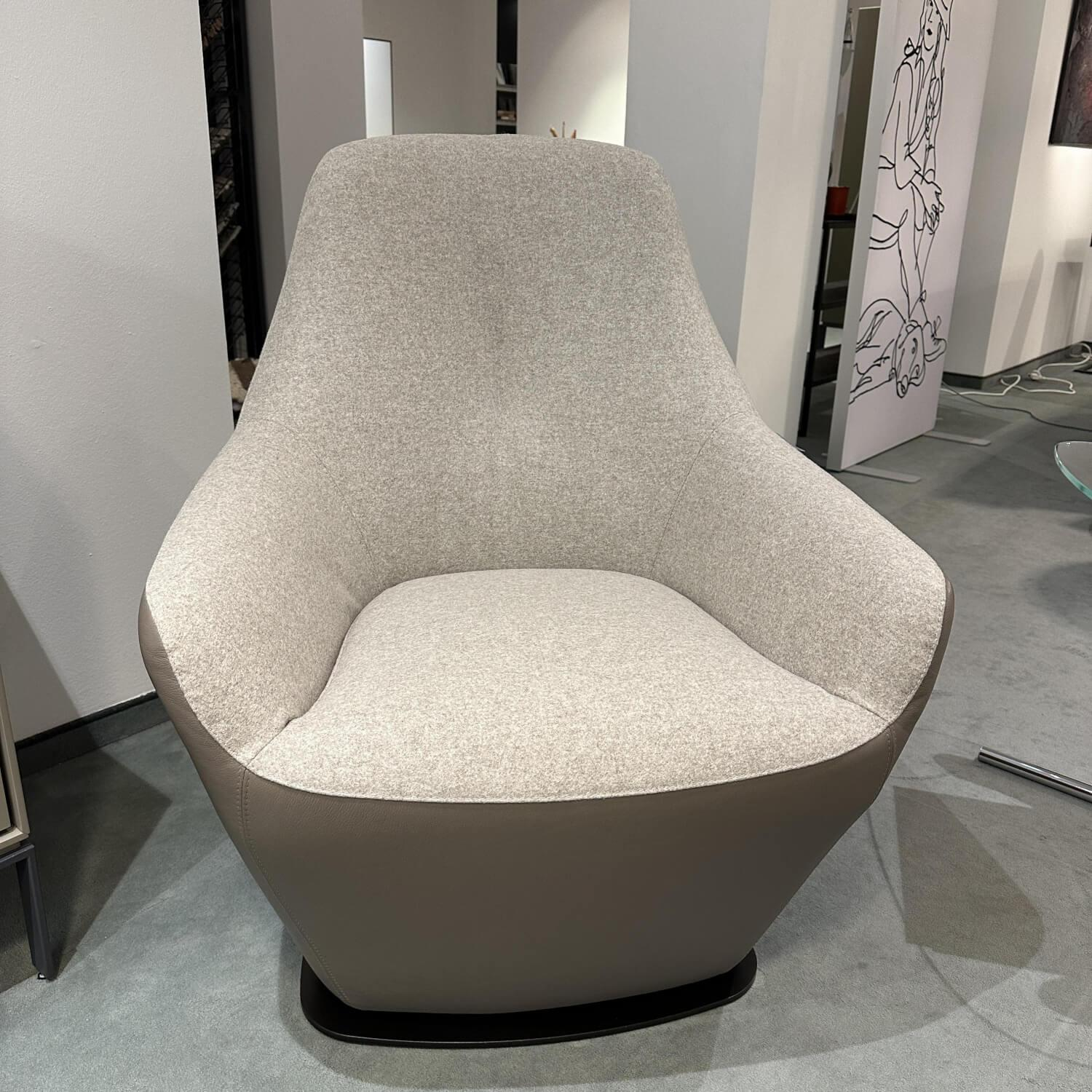 Leolux - Drehsessel Cantate 682 101 Innen Stoff Divina Melange 2 220 Grau Außen Leder Ceras Brindle 2110 Beige - 6