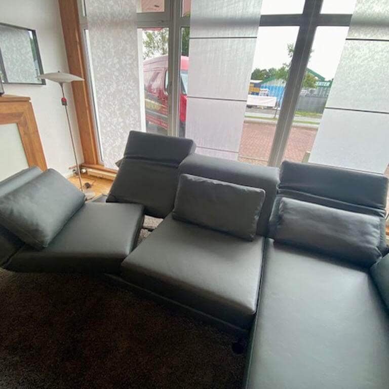 Brühl - Ecksofa Moule Medium Leder Unit 0095 Schwarz Kufe Schwarz Pulverbeschichtet - 2