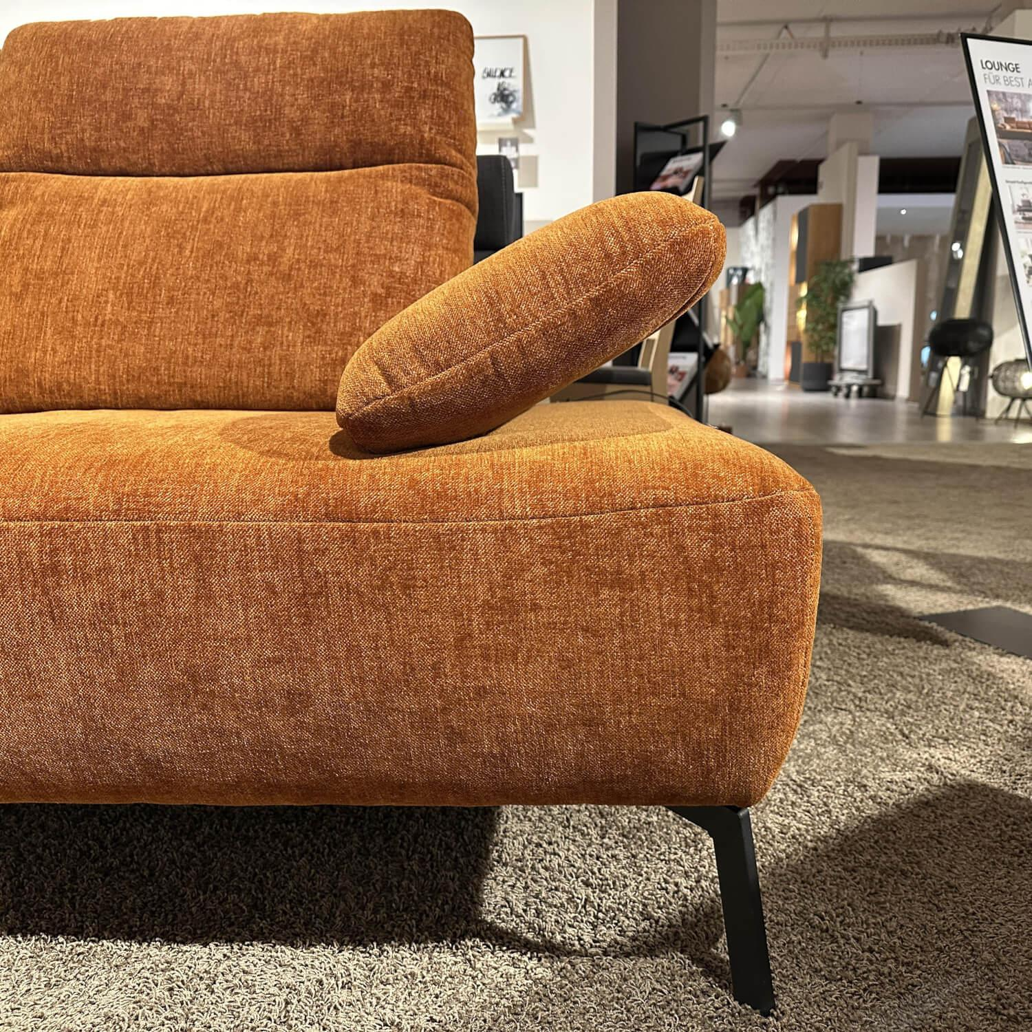 Carina - Polsterkombination EM Setupal Stoff Cosmopolitan Rusty Orange Braun Metallfuß 284 Schwarz Matt Mit Kissen - 4