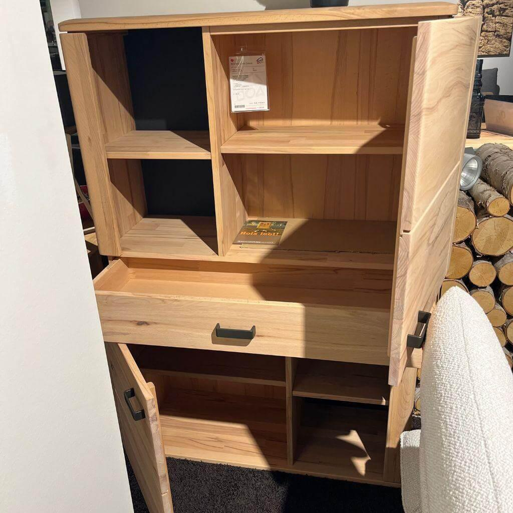 Natura - Highboard Cartago Astbuche Massiv Bianco Geölt Weißgeölt Gestell Metall Anthrazit - 2