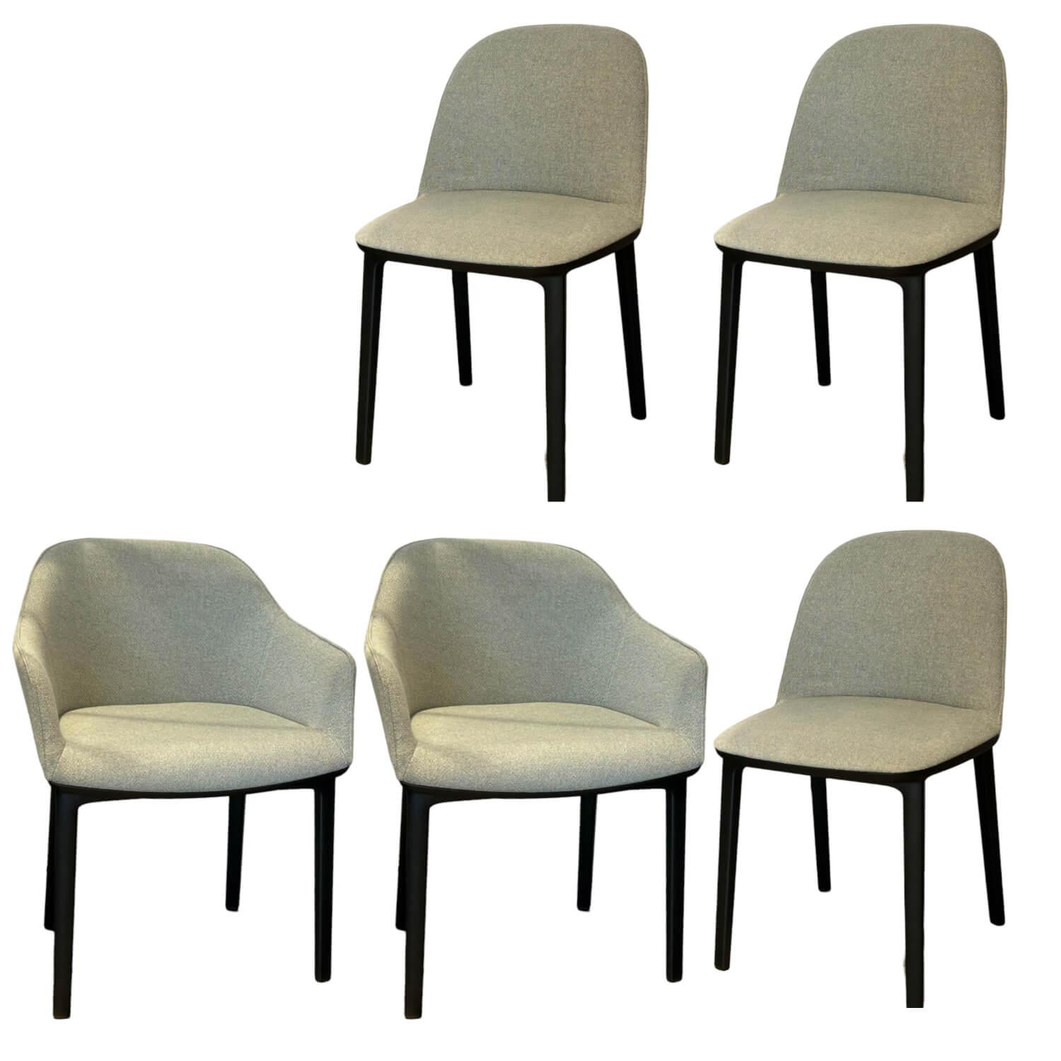 5er-Set Softshell Chairs Stoff Dumet Salbei Stahlblau Gestell Basic Dark Schwarz
