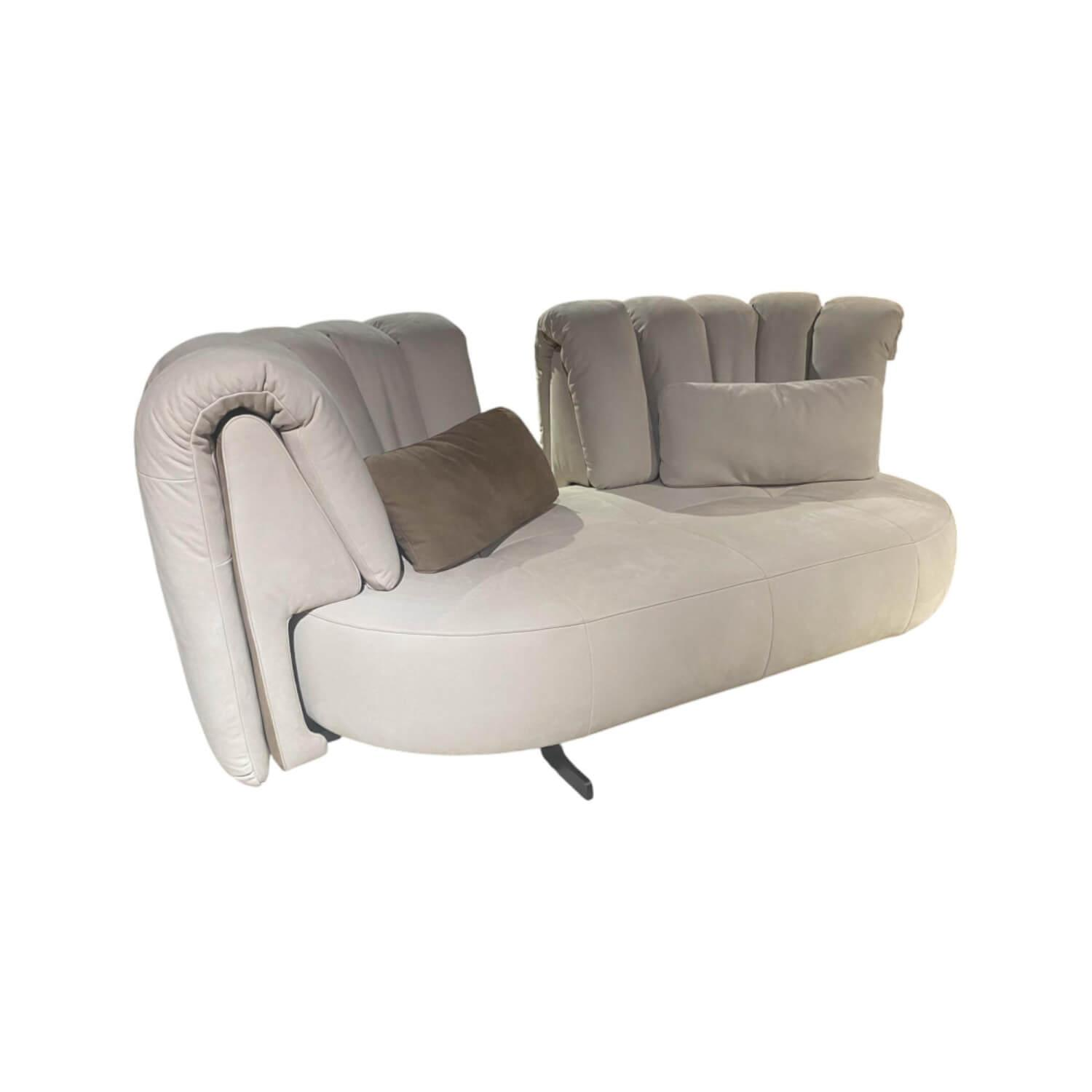 De Sede - Sofa DS 888 Collina Leder Sabbia Und Noce Beige Grau Kufen Schwarz Seidenmatt Beschichtet - 1