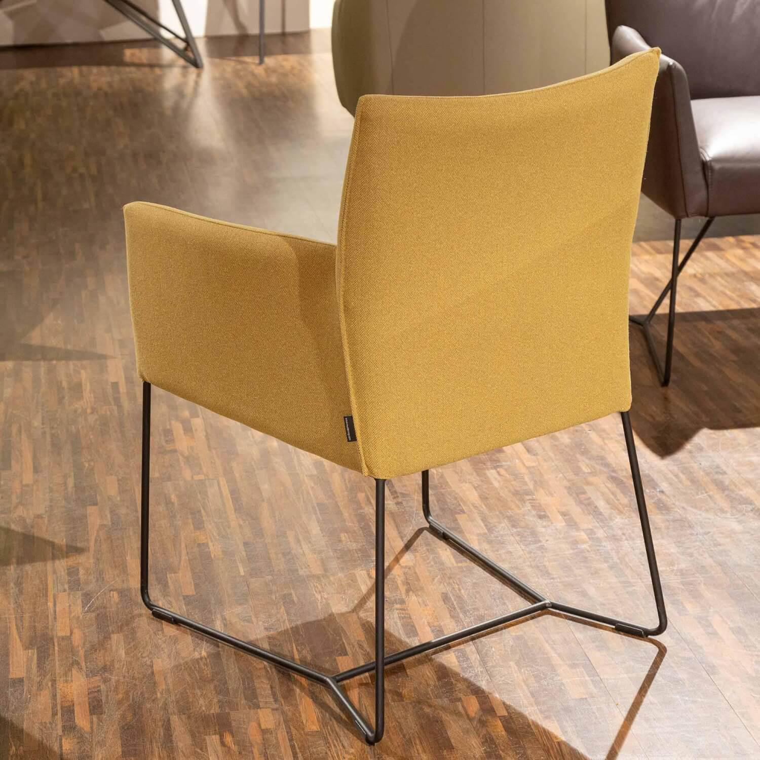 Musterring - Seating group Picara Leather 3 Lomé Anthracite And Fabric VI Hugo Mustard Yellow Frame Metal Black - 6