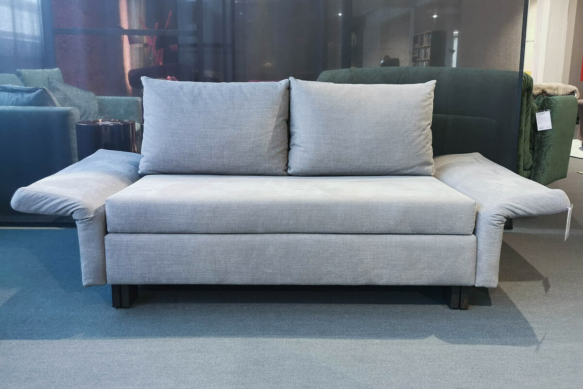 Franz Fertig - Schlafsofa Vela Stoff Cape 167 Zink Grau Füße Buche - 6