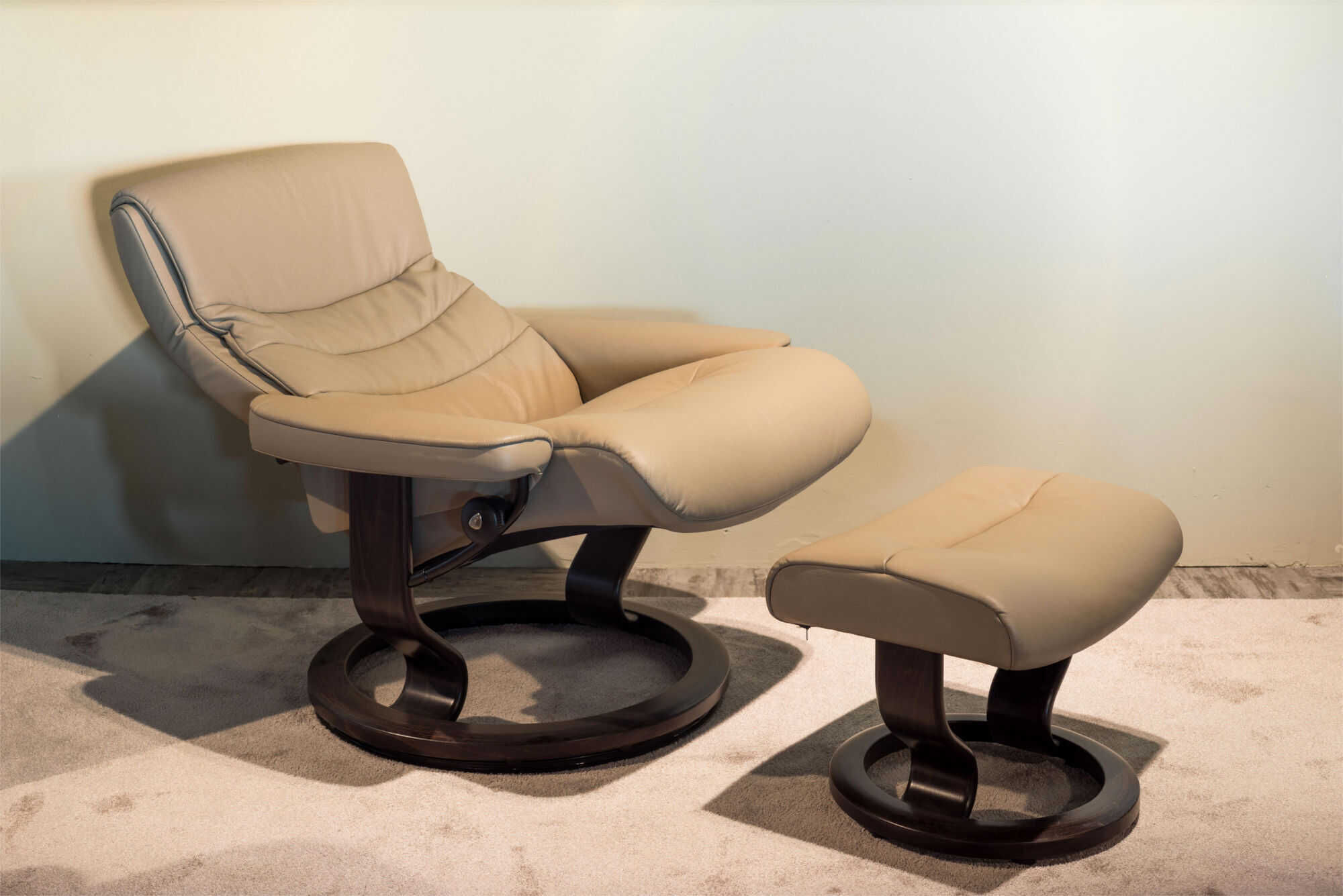 182 Stressless - Sessel Nordic L Leder Batick Beige Classic Mit Hocker - 3