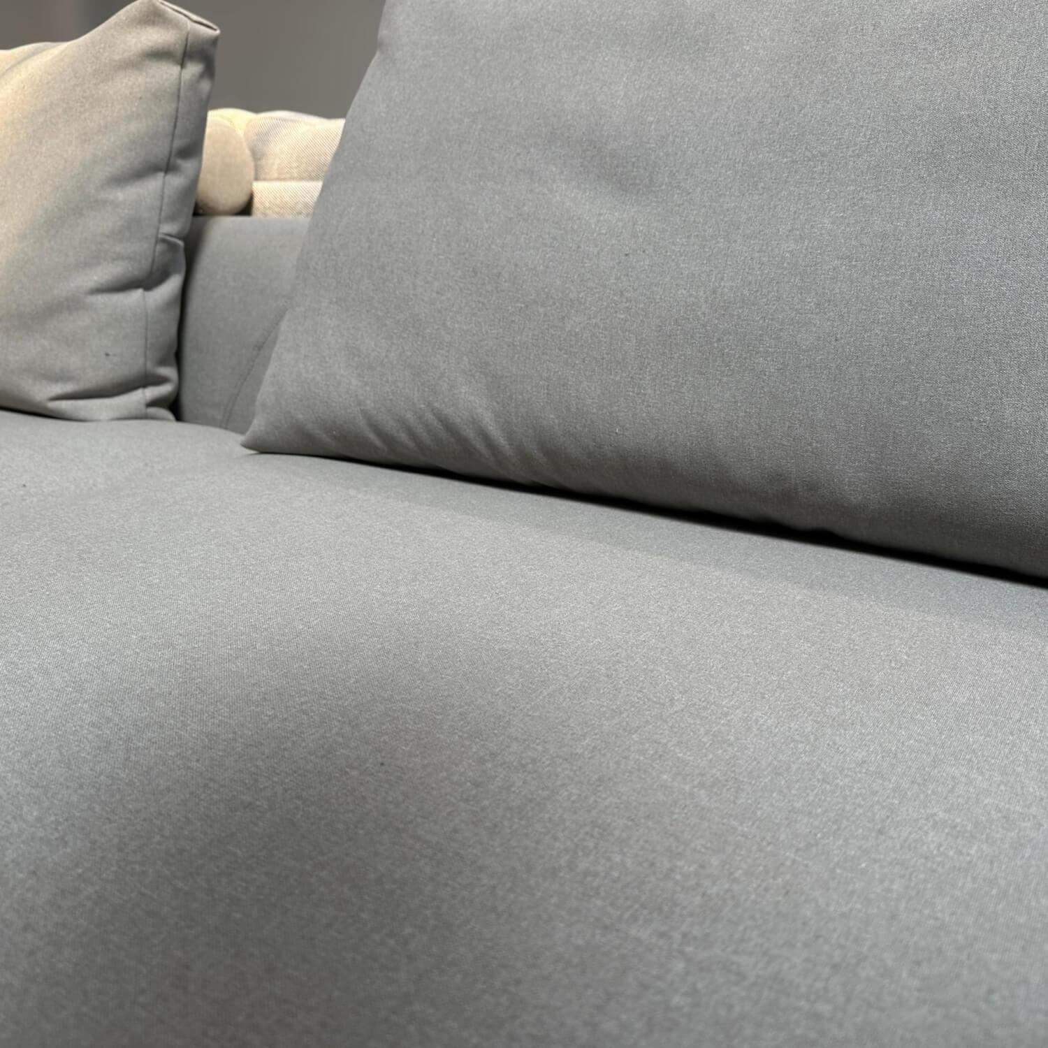 COR - Ecksofa Mell Lounge Stoff 7209 Beton Grau Füße Metall Verchromt Inklusive Rückenkissen Mit Rolle - 3