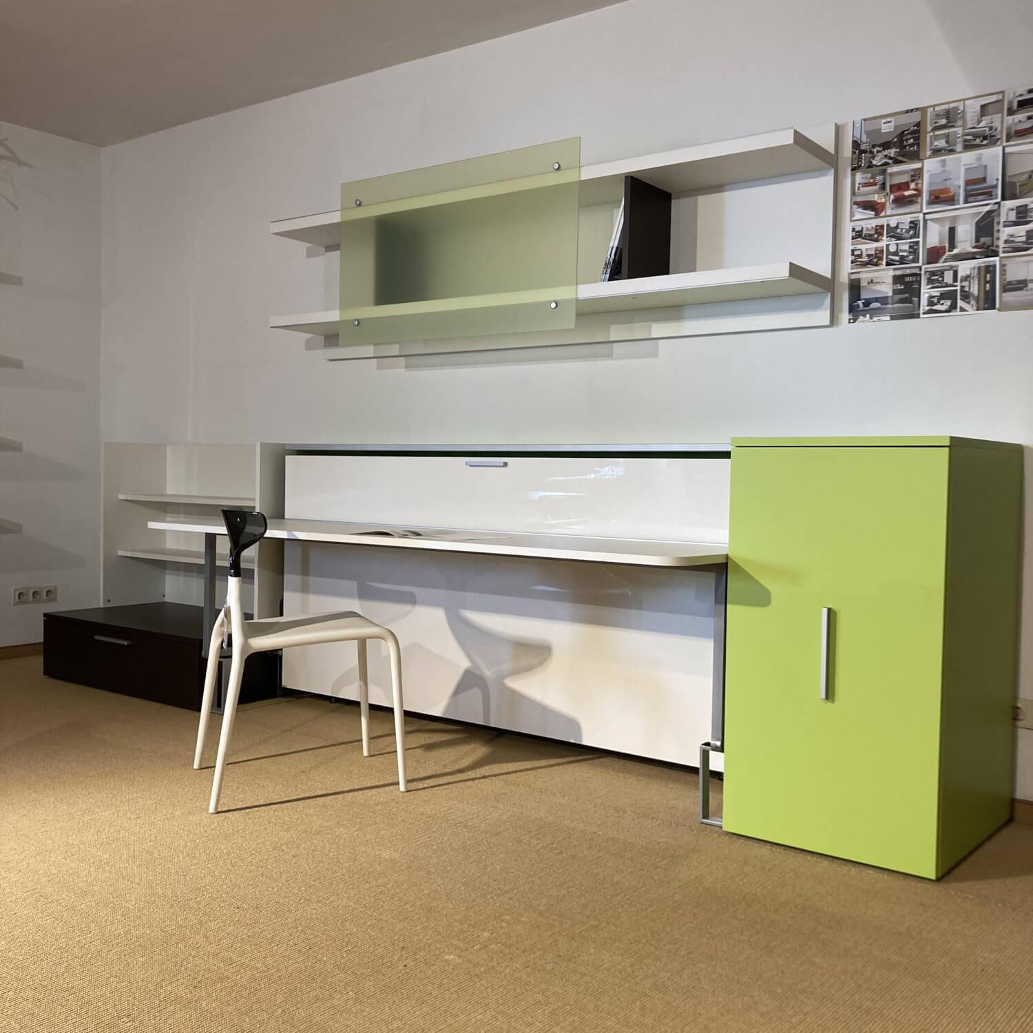 Systemwand Cabrio In mit Einzelbett mit hochklappbarem Schreibtisch