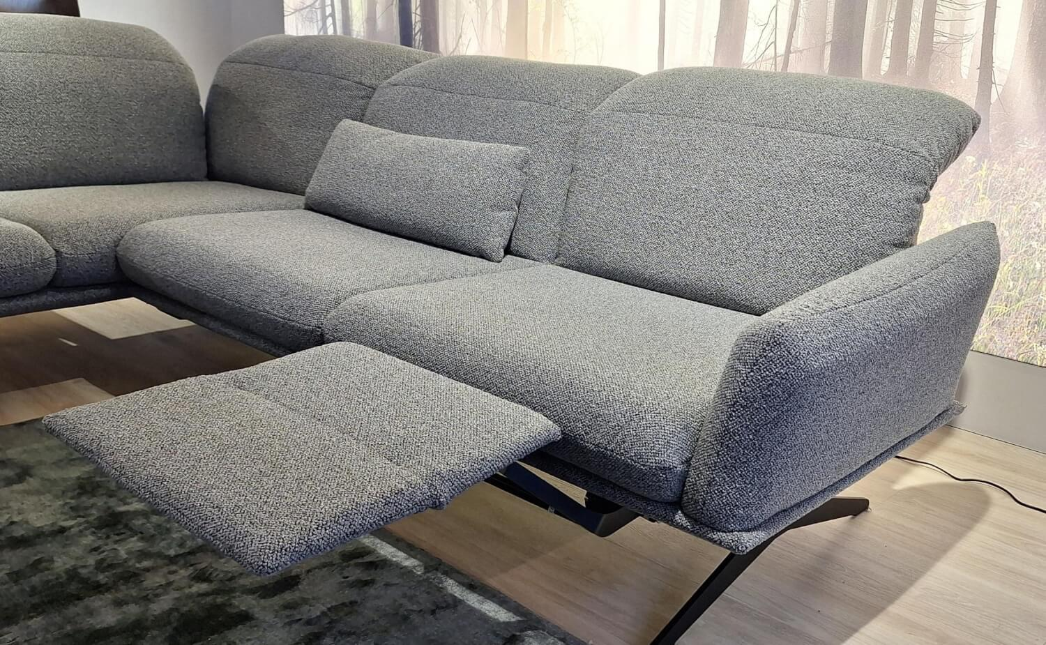 Koinor - Corner Sofa Calmo Fabric 13 Cosmo 97 Gray Metal Skids Powder Coated Black Matt With Manual Headrest Adjustment And Motorized Footrest Including 2 Cushions Without Decorative Cushions - 7