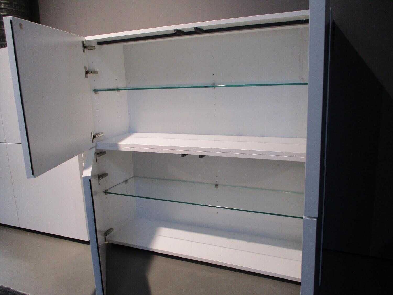 Kettnaker - Highboard Mio Holz Lack Weiß Floatglasböden - 5