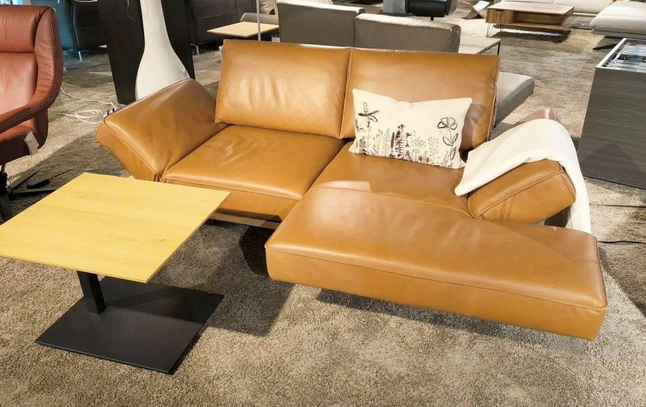 Koinor - Ecksofa Phoenix VZ Leder B Toro Whiskey Braun Plateau Wildeiche Natur Furniert Geölt Kufe Aluminium Schwarz Matt - 7
