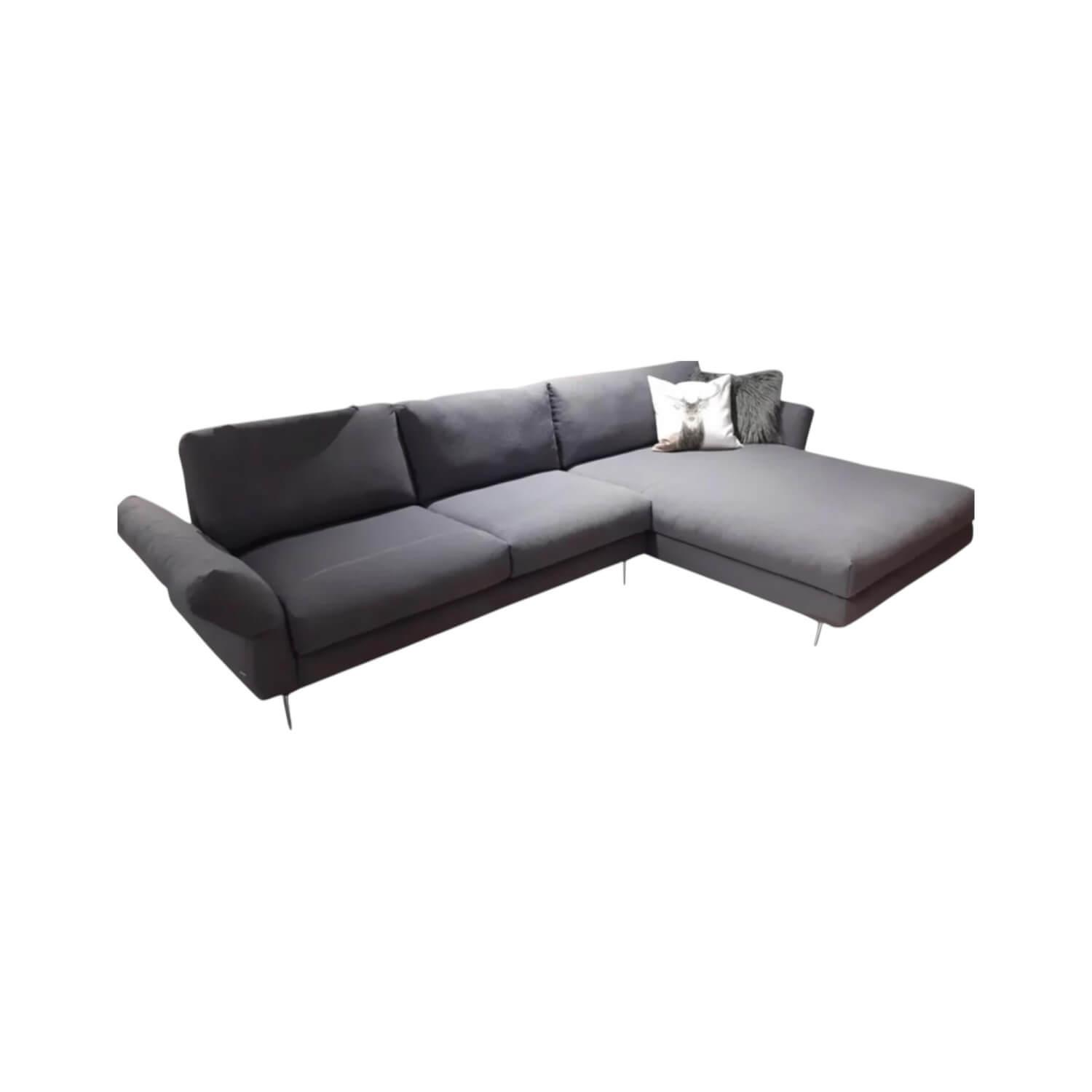 Koinor - Ecksofa Omega 6 Stoff 20 Q2 Loop ro82 Grau Winkelfuß Aluminium Matt Satiniert - 1