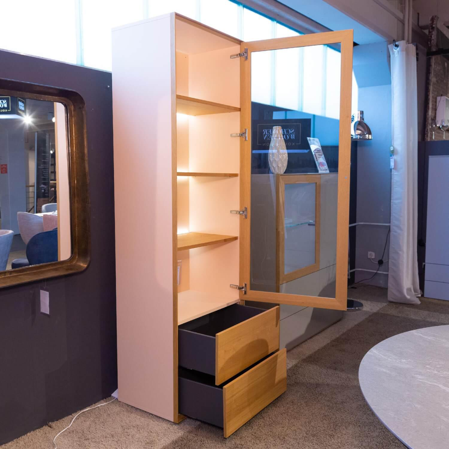 Schöner Wohnen-Kollektion - Vitrine Patchwork Echtholz Eiche Furnier Lack Apricot - 13