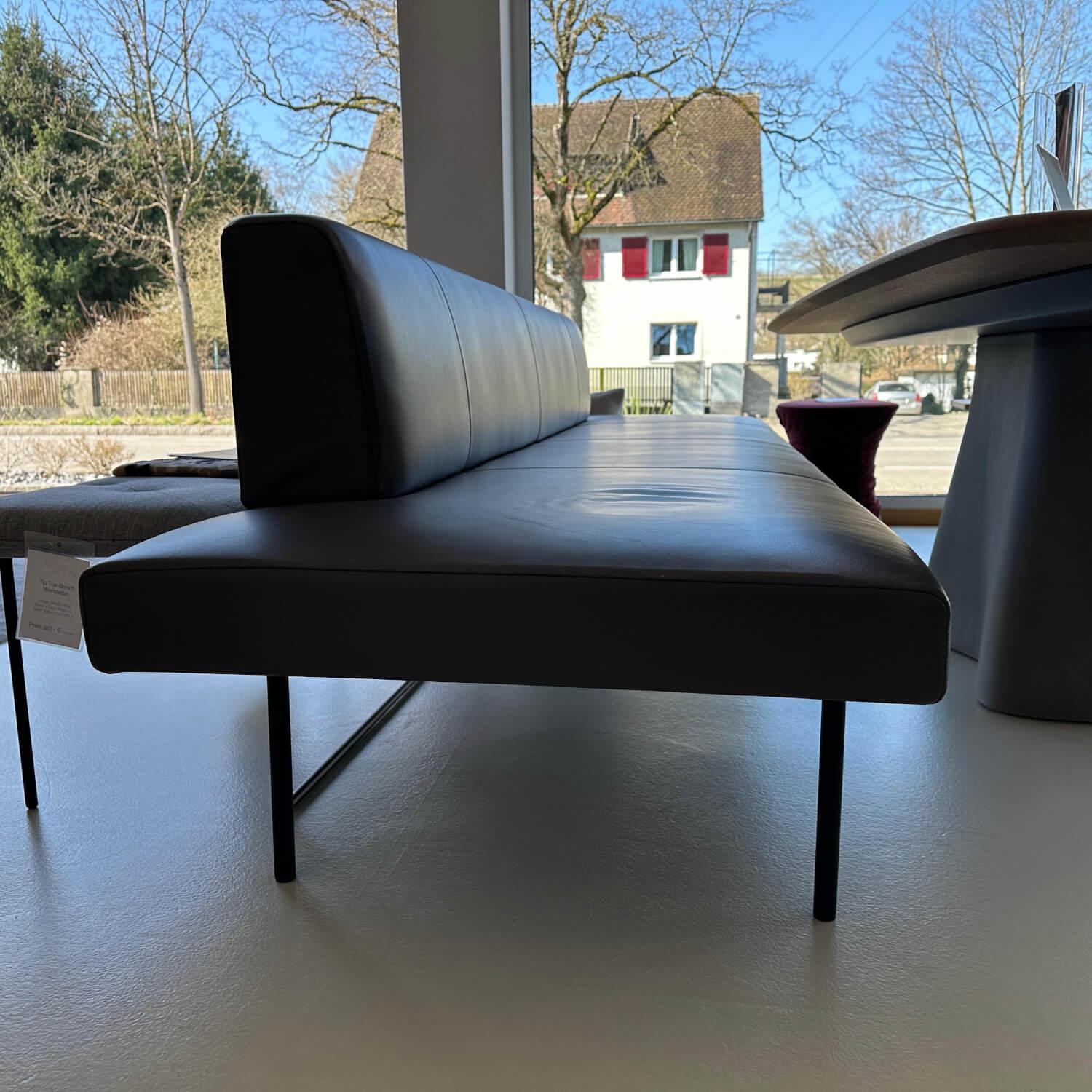 Walter Knoll - Bank Ison Leder 65 Elen 1219 Oyster Grau Gestell Stahl Schwarz Pulverbeschichtet - 8