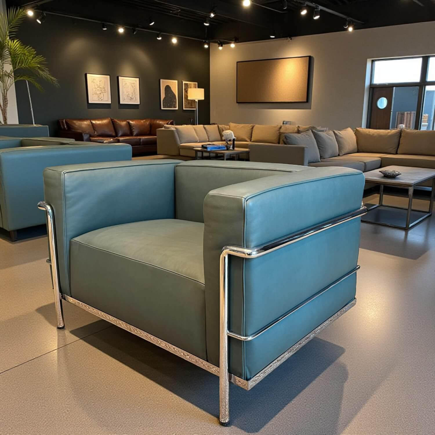 Cassina - Sessel Modell 3 Leder Pelle Naturale ZZ 13Z365 Foresta Grün Gestell Metall Verchromt - 2