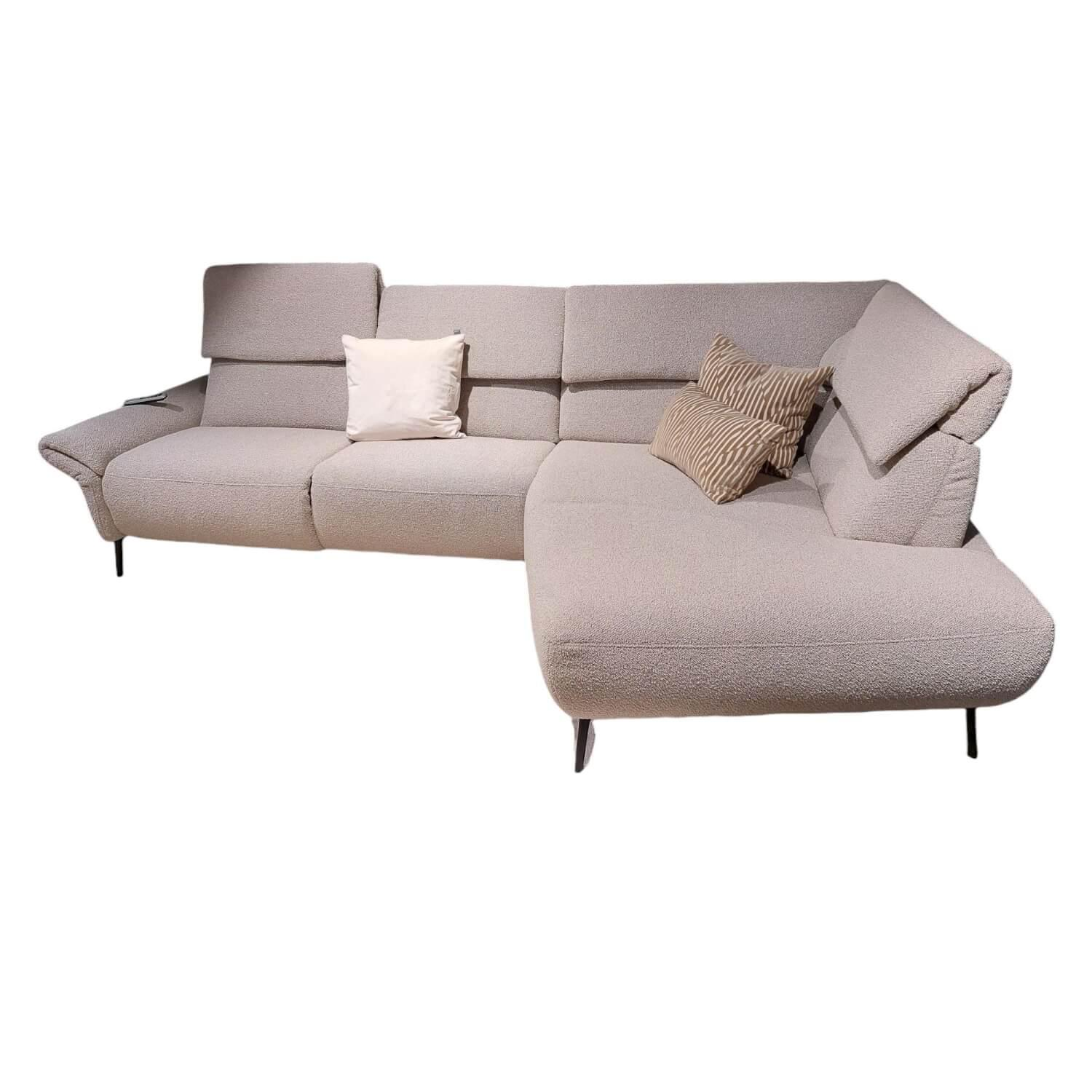 Global - Ecksofa Global Managa Stoff Space Nature Beige Metallfuß Schwarz Rund - 1