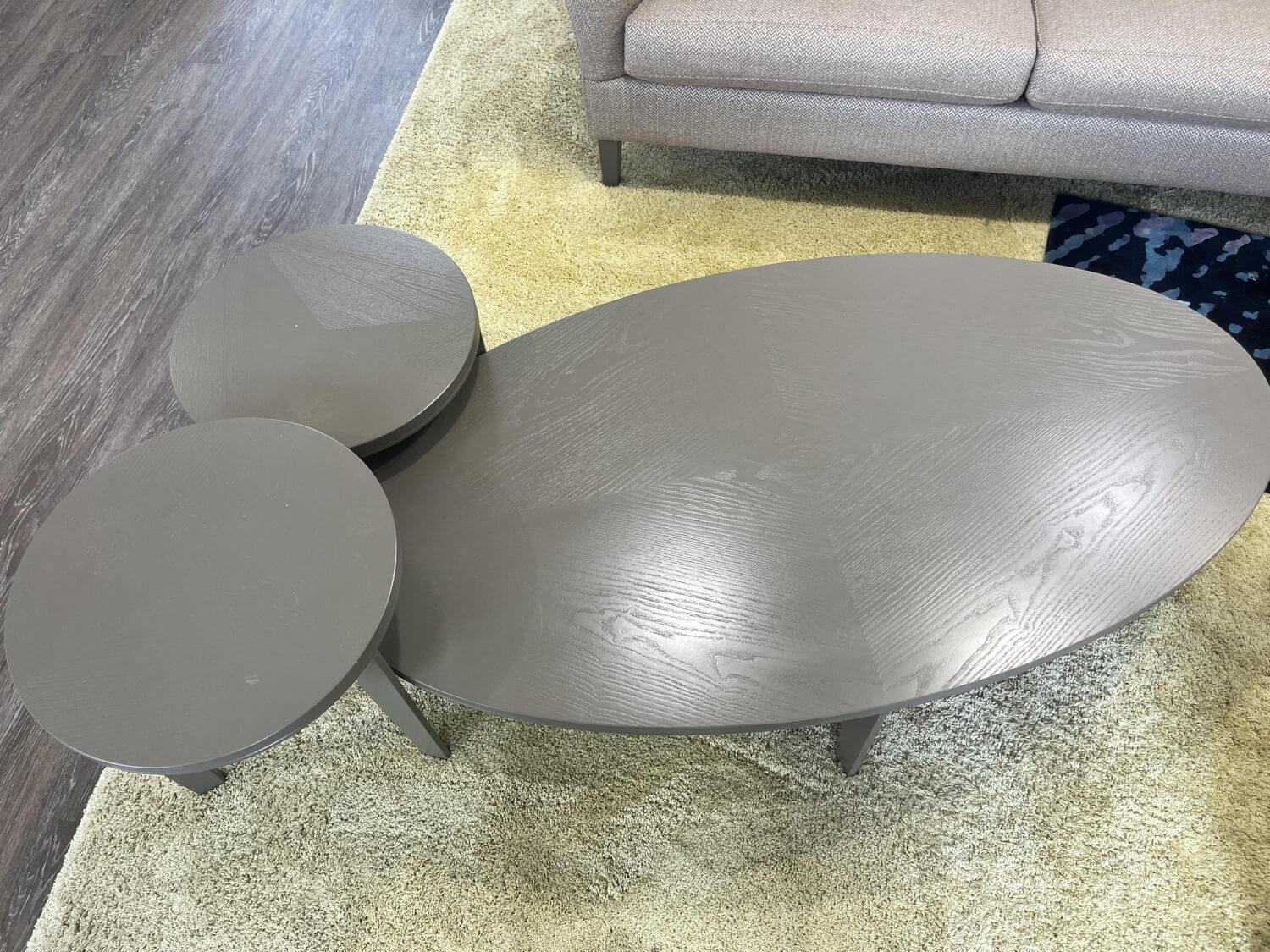 Bielefelder Werkstätten - 3er-Set Couchtisch Saloni Holz Esche Furniert Grau Lackiert - 3