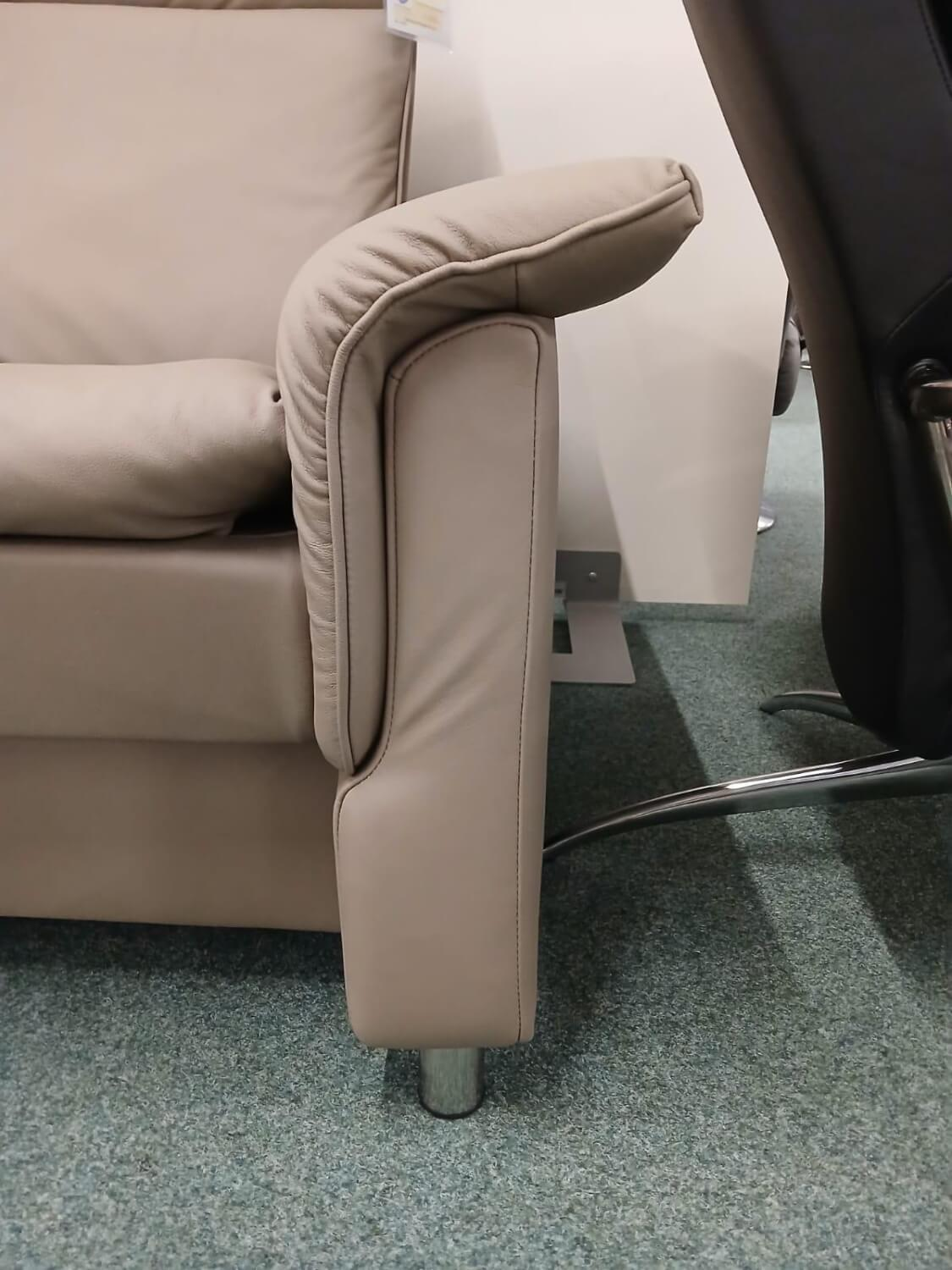 Stressless - Sofa Aurora Hoch Leder Paloma Mushroom Grau Braun Creme Fuß Stahlbein Rund 8 Chrom - 7