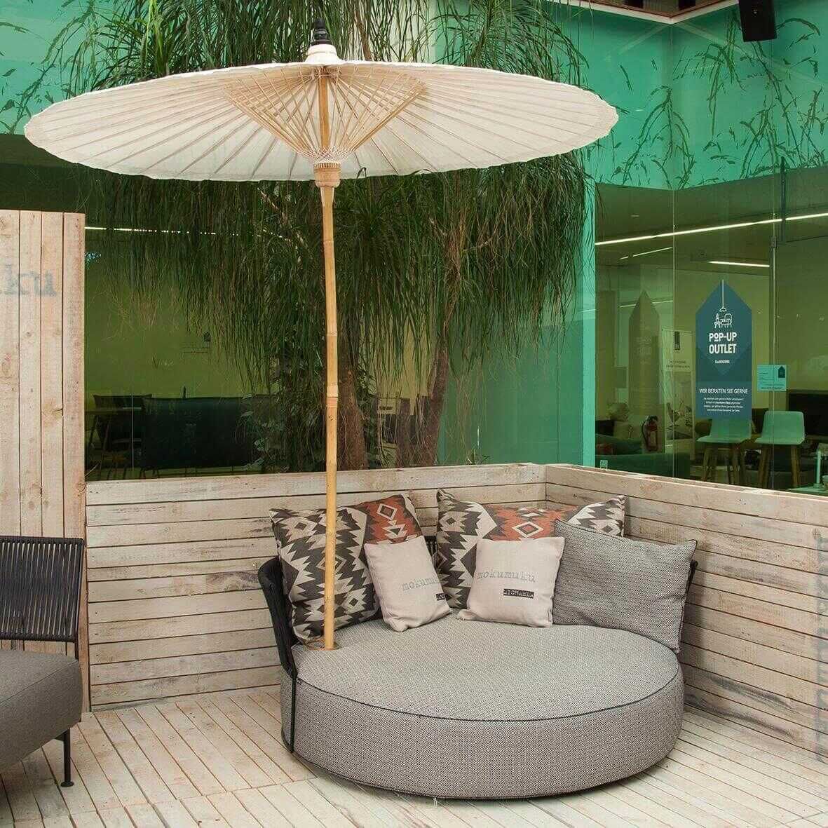 Sofa Outdoor Isola Stoff Graphit Mit Sonnenschirm
