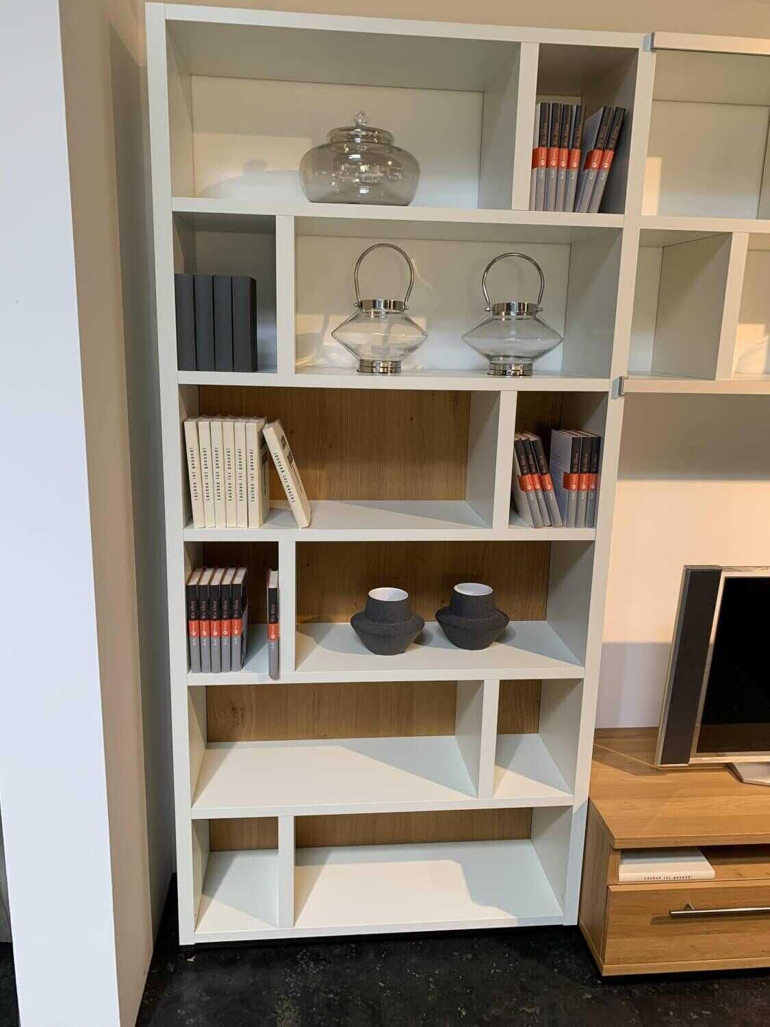 Hülsta - Wohnwand Mega Design Lack Hochglanz Grau Weiß - 3