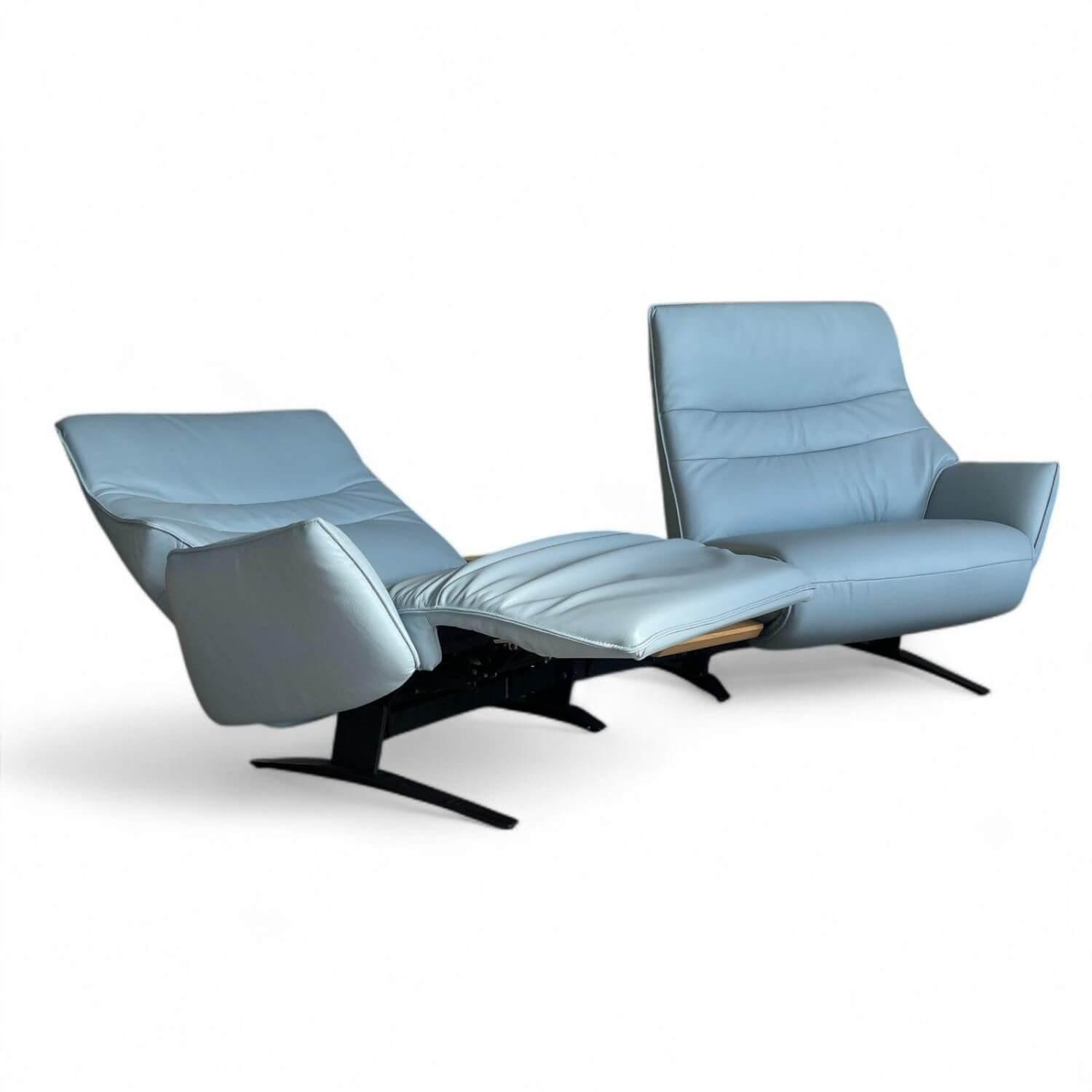 himolla - Sofa 4905 Trapez Leder 24 Longlife Rustika Sky Blau Metallkufe Anthrazit Pulverbeschichtet Mit Elektrischer Verstellung - 4