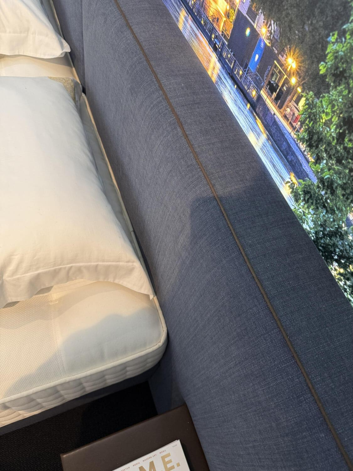 Schramm - Boxspringbett Basis 25B Stoff Nils 450 Denim Mit Keder Grau Kopfteil Paio Leder Provence Schoko Braun Füße Buche Mit Matratze - 2