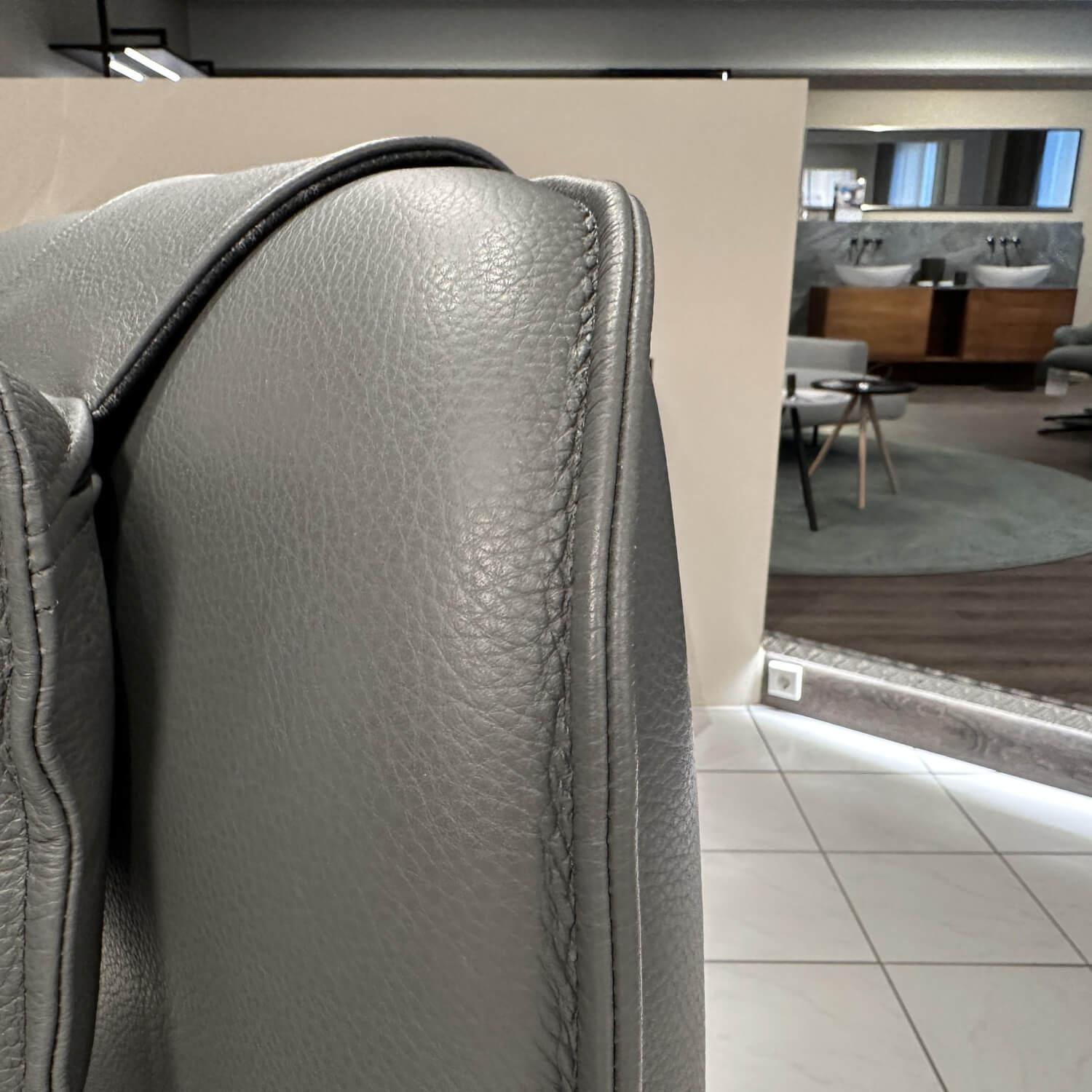 Rolf Benz - Hochlehnsessel MEG Leder 40 308 Schiefergrau Grau Kreuzfuß Schwarz Pulverbeschichtet Mit Hocker - 4