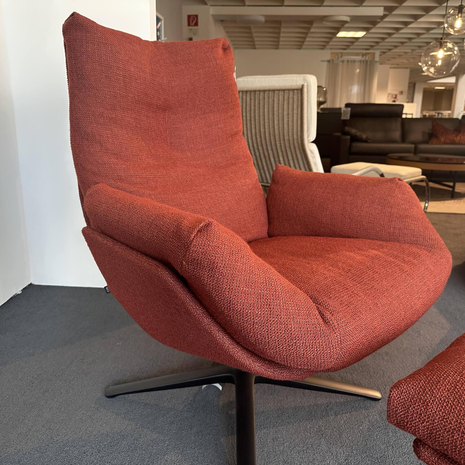COR - Drehsessel Cordia Lounge Stoff 80 8189 Rostrot Rot Fußkreuzgestell Lack F05 Schwarz Inklusive Hocker - 5