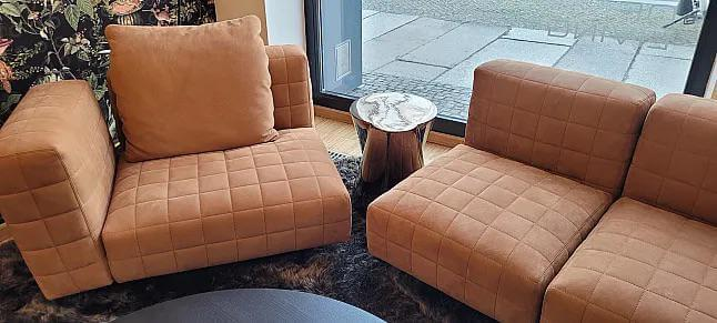 Minotti - Garnitur Twiggy Leder Nabuk 12 Curry Braun Orange Gestell Metall Black Coffee Braun Lackiert - 5