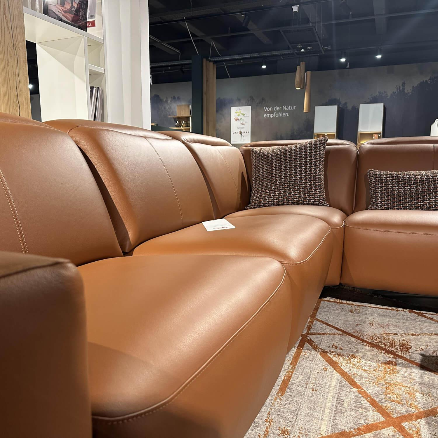 Mondo - Ecksofa Ensemble Sallin Leder Montana Cognac Braun Füße Schwarz - 5