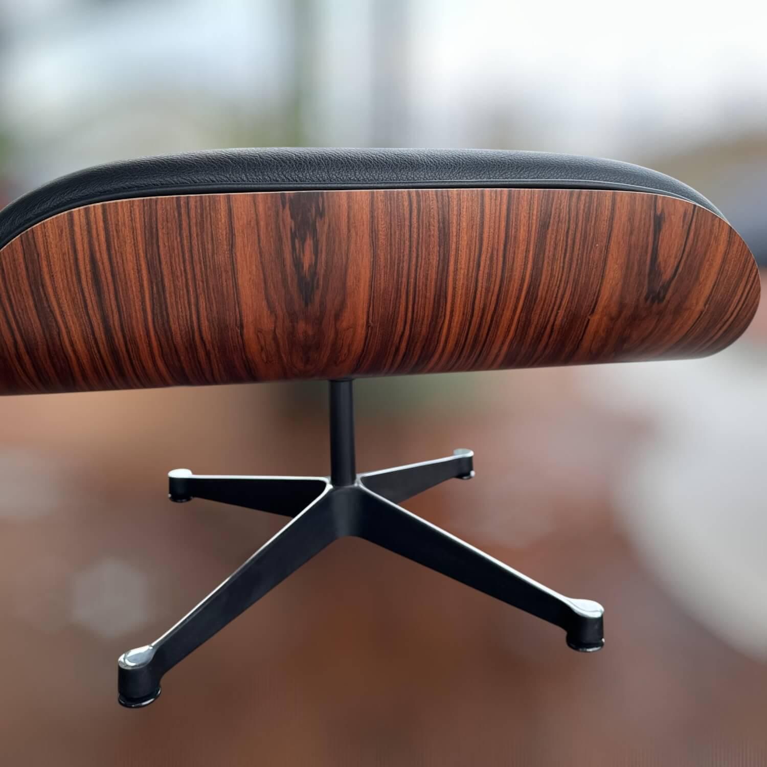 Vitra - Hocker Ottoman Schale Santos Palisander Leder Premium F Nero Schwarz Gestell Fuß Poliert Seiten Schwarz - 2