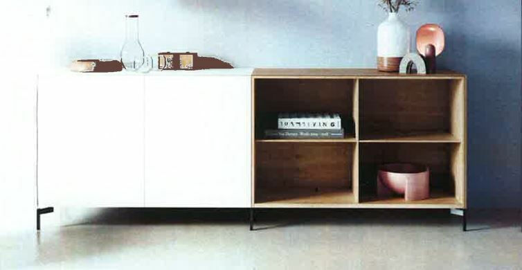 Piure - Sideboard Edit Q Lack Weiß Matt Und Eiche Offwhite Gestell Kufen Schwarz - 2