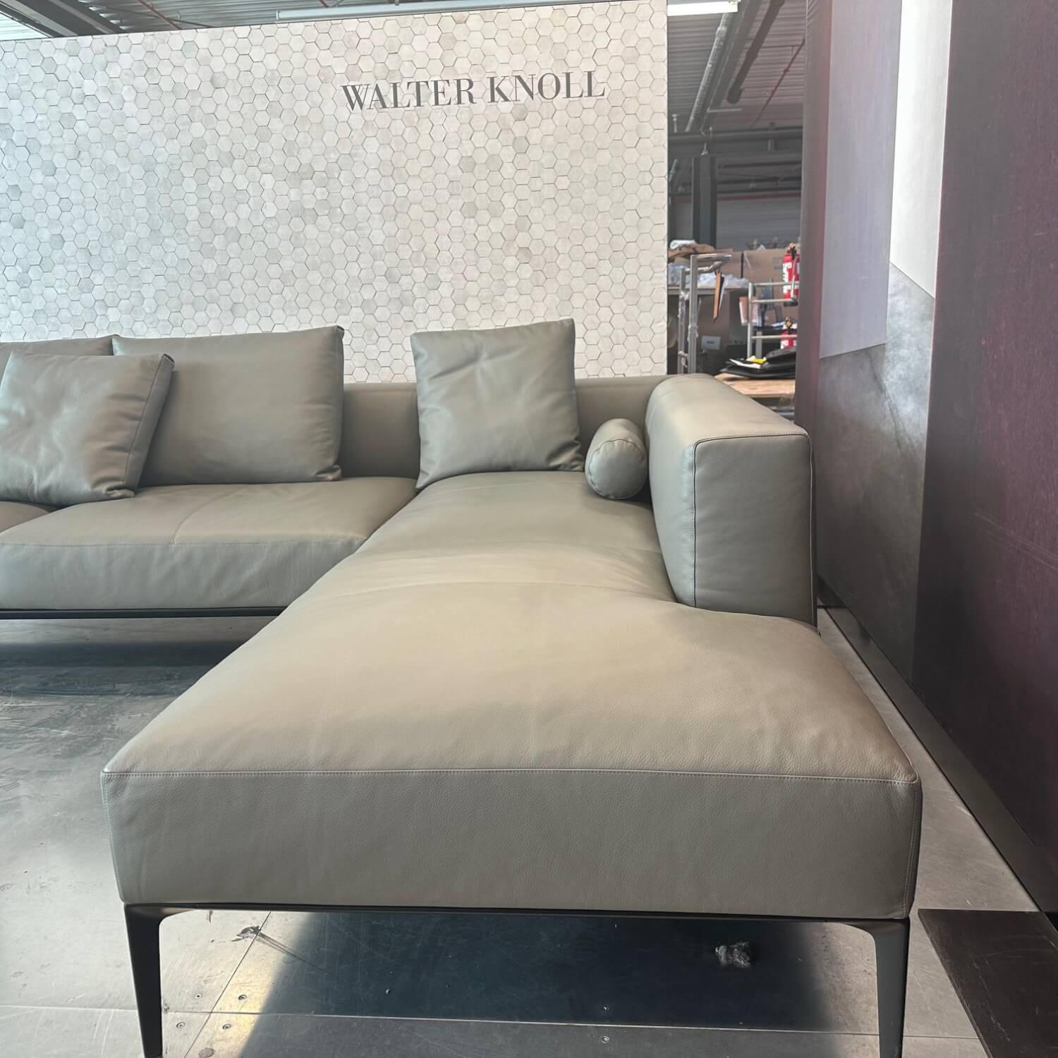 Walter Knoll - Ecksofa Jaan Living Leder Cashmere 1430 Warm Grey Grau Füße Metall Matt Schwarz Pulverbeschichtet - 7