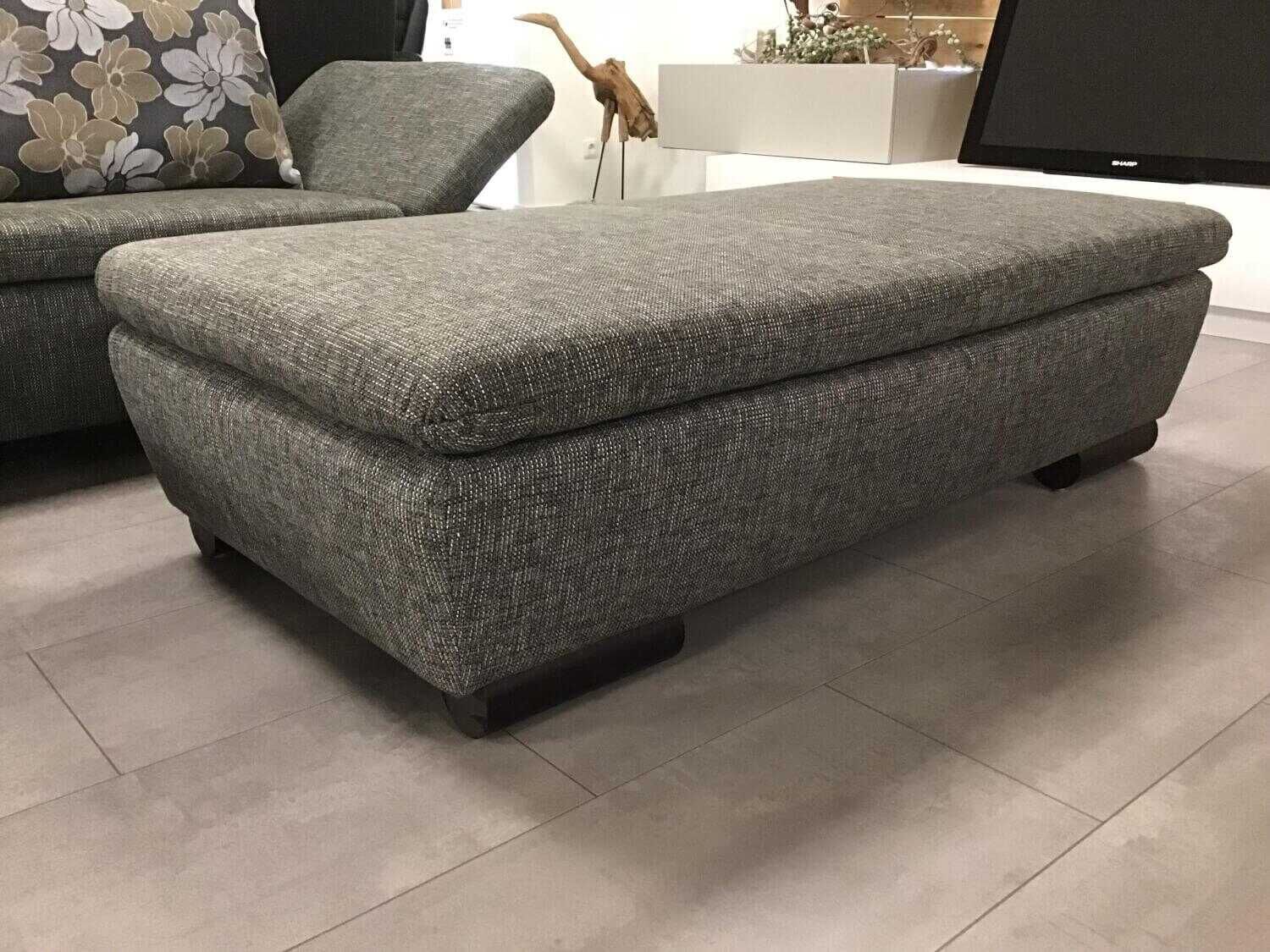 EMP - Ecksofa Extasy 525 Stoff Grau Gemustert mit Hocker mit Kopfrolle und Kissen - 6