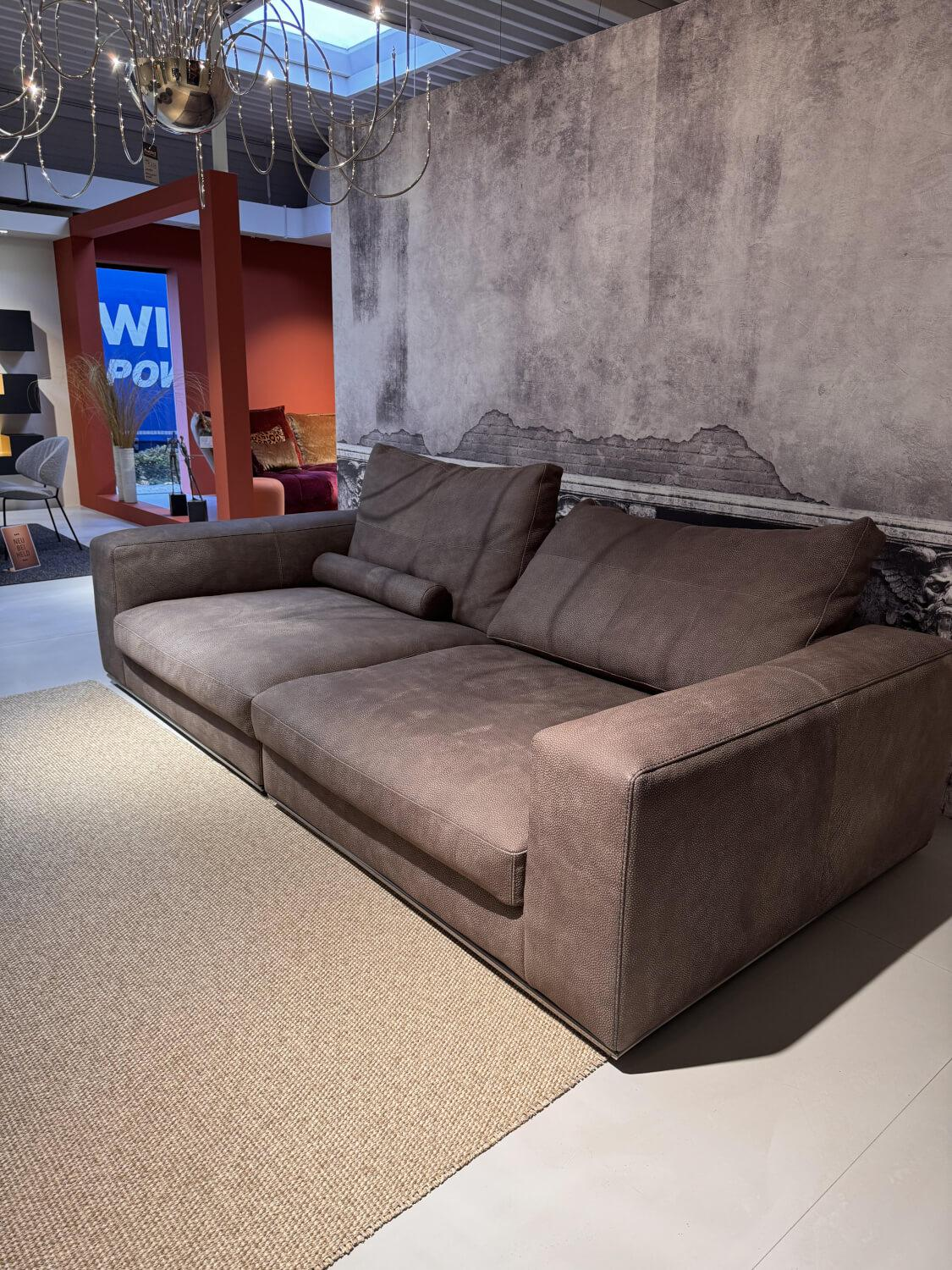 Cierre - Sofa Dolce Vita Lifestyle Leder Piumone Vintage Grigio Grau Beige Gestell Metall Schwarz Verchromt - 4