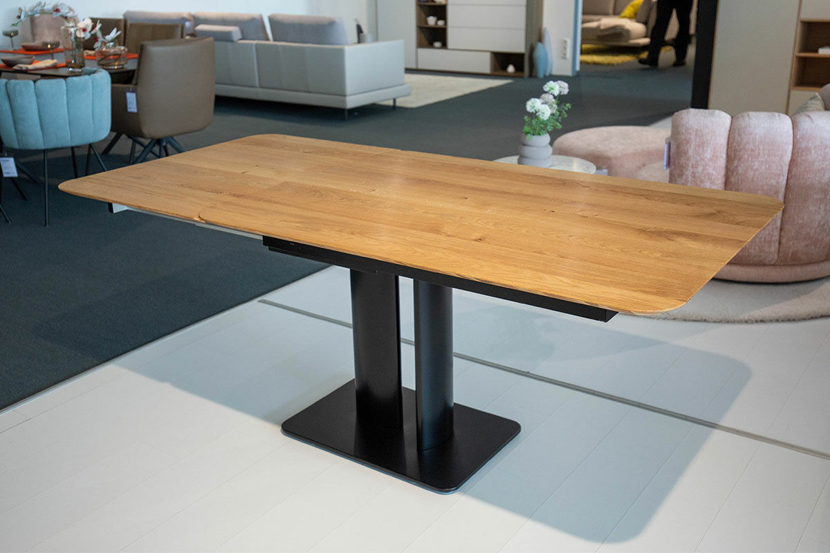 Bacher - Esstisch Tamino Ausziehbar Platte Eiche Massiv Natur Gewachst Gestell Lack Matt Tiefschwarz - 8