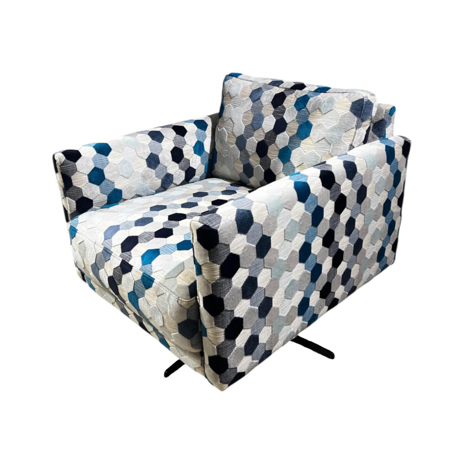 Contur - Sessel XS Cuneo 60 Stoff 2668 Extravaganza 44 30 Navy Blau Drehkreuz Metall Schwarz - 1