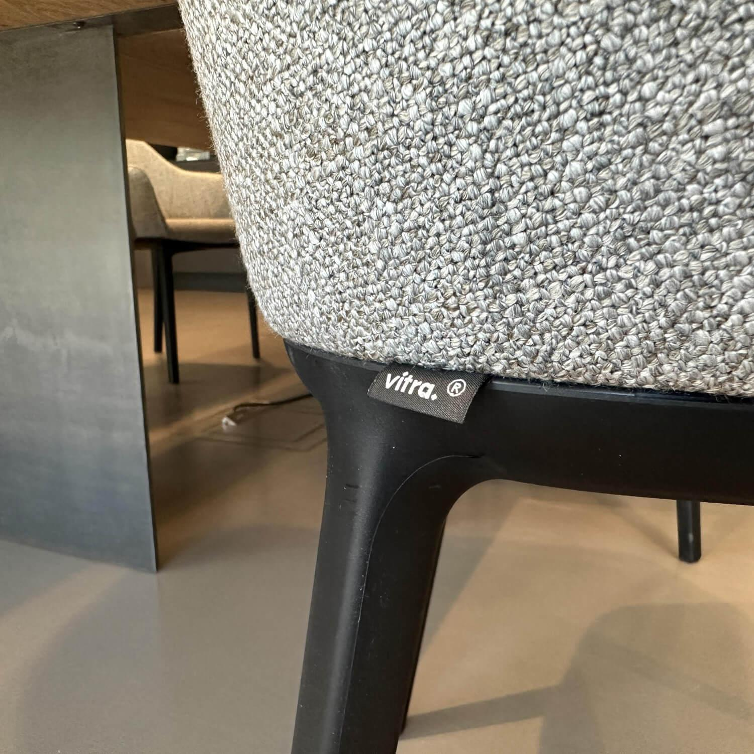 Vitra - 6er-Set Armlehnstuhl Softshell Stoff Savana 06 Siragrey Melange Grau Gestell Basic Dark Schwarz - 7